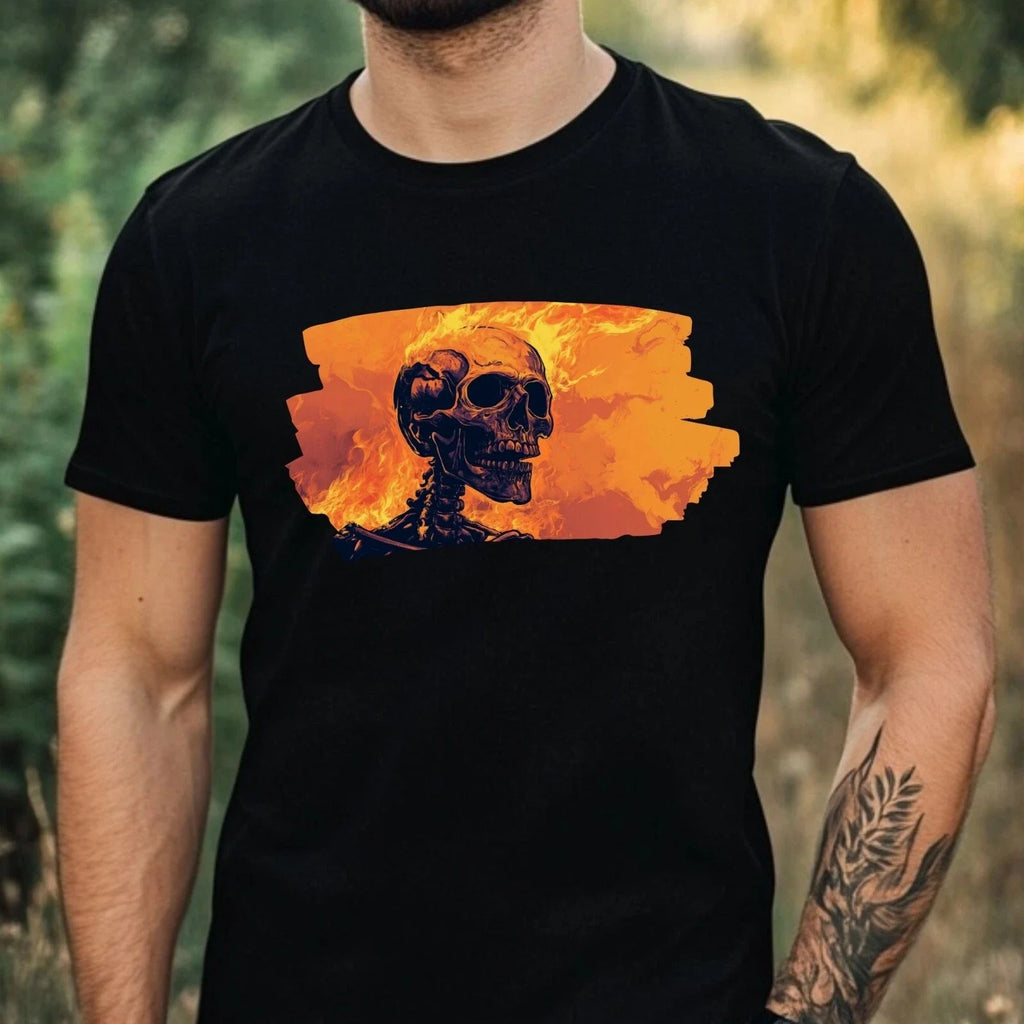 Mens Skeleton on Fire Motif Cotton Size XS to 5XL - Adult & Kids T-Shirts, Sweatshirts & Hoodies apparel design preview 1