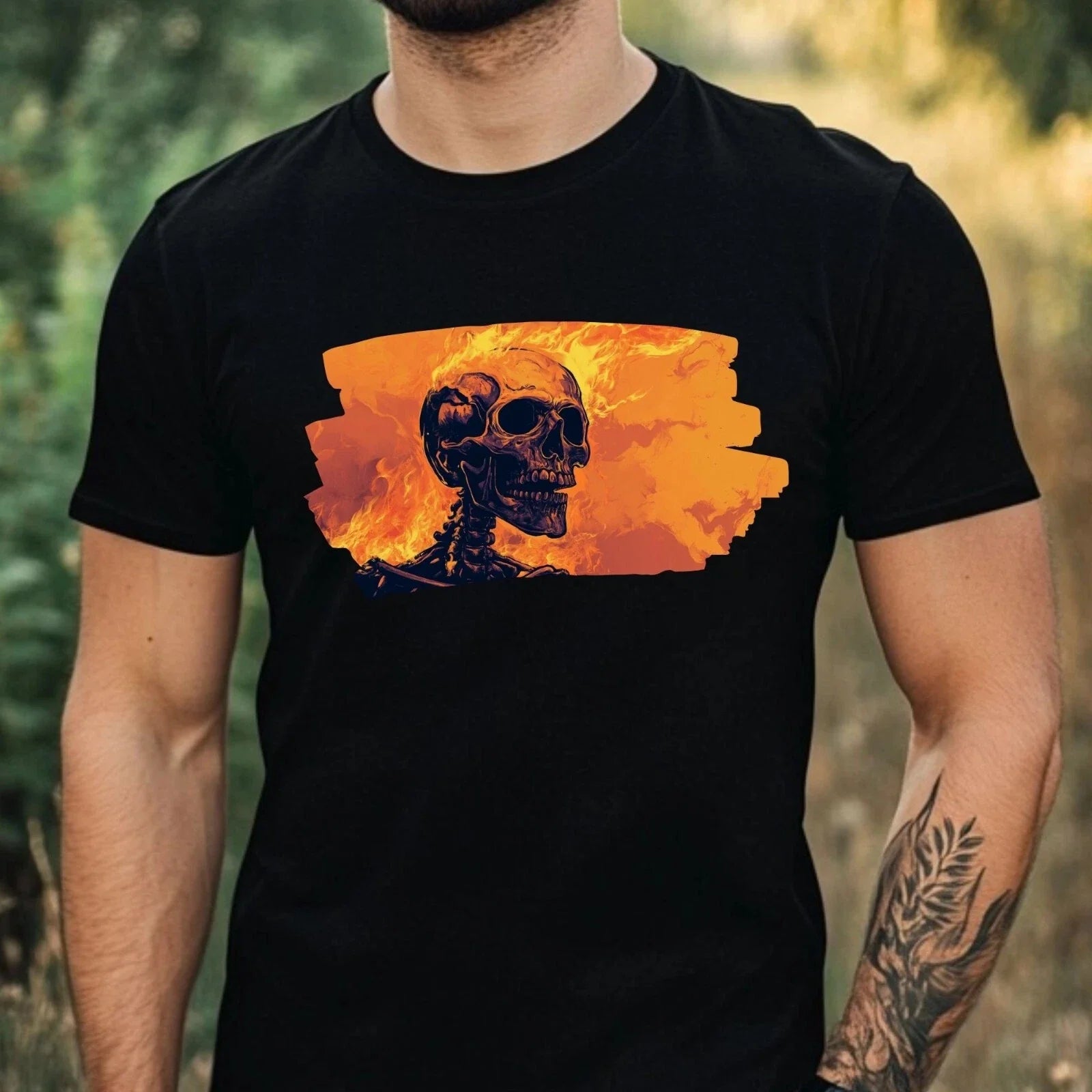 Mens Skeleton on Fire Motif Cotton Size XS to 5XL - Adult & Kids T-Shirts, Sweatshirts & Hoodies apparel design preview 1