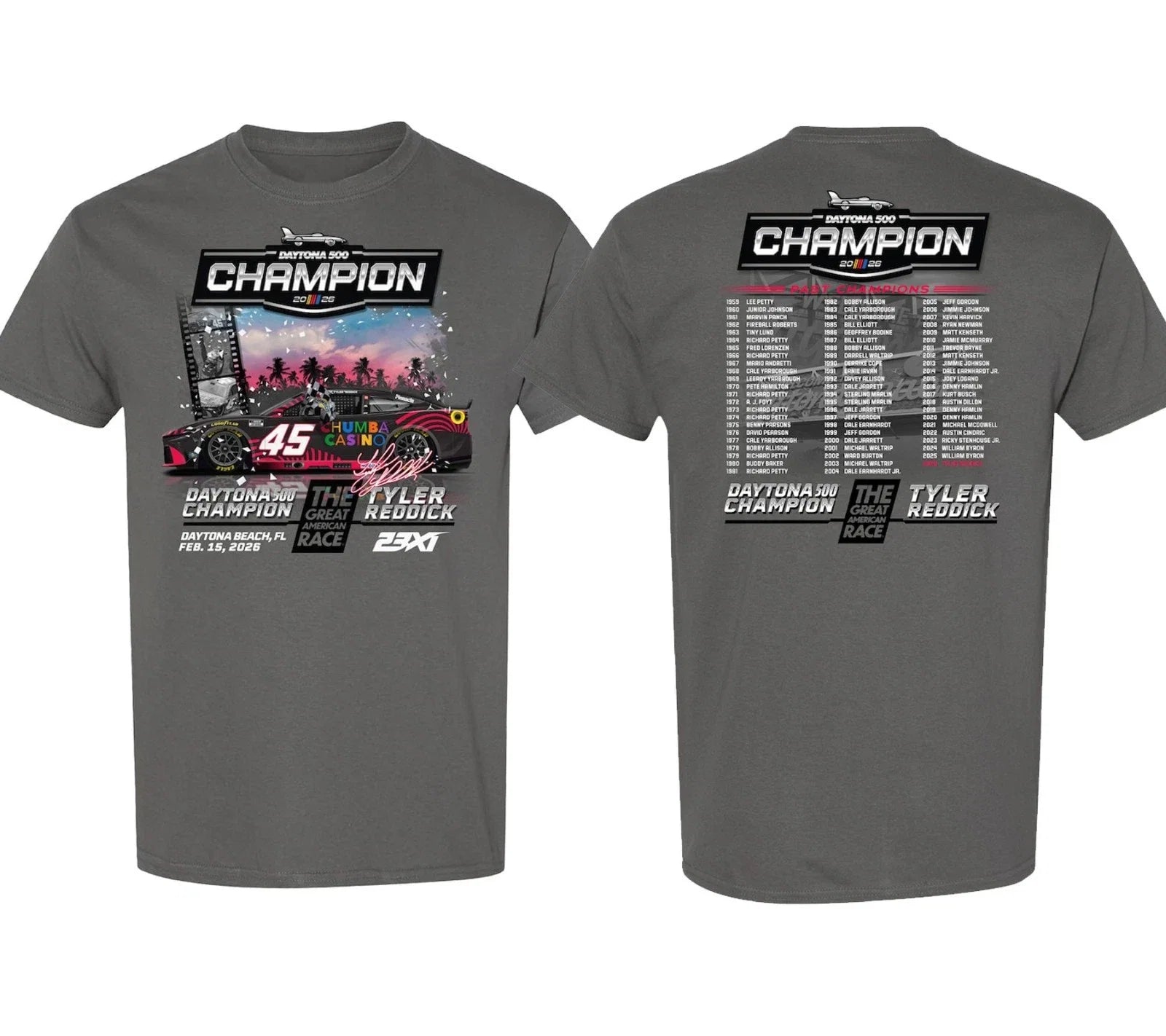 Tyler Reddick 2026 Daytona 500 Past Champions reprint - Adult & Kids T-Shirts, Sweatshirts & Hoodies apparel design preview 1