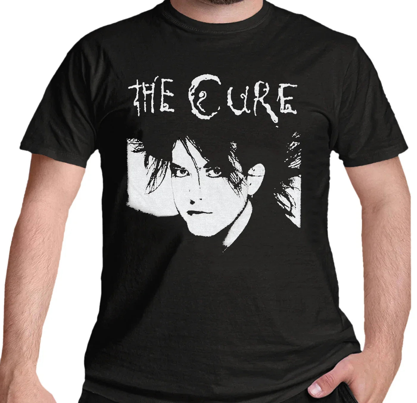 Official The Cure Robert Black Classic Goth Rock Logo - Adult & Kids T-Shirts, Sweatshirts & Hoodies apparel design preview 1