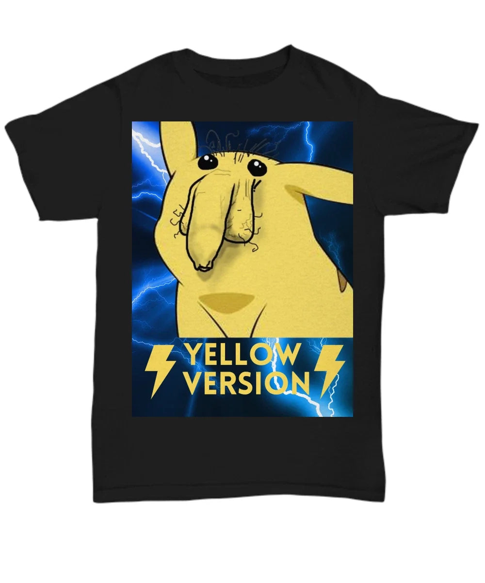 Meme Funny Pinachu Yellow Version, Unisex Black - Adult & Kids T-Shirts, Sweatshirts & Hoodies apparel design preview 1