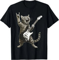 Funny Cat Playing Guitar Rock and Roll Video Games - Adult & Kids T-Shirts, Sweatshirts & Hoodies apparel design preview 1