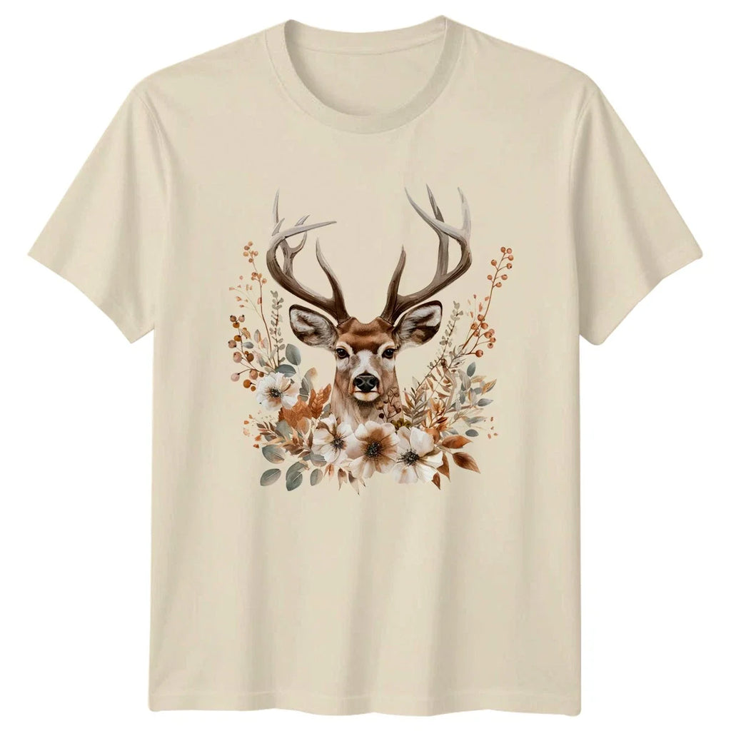 Boho Deer Floral Woodland Nature Gift For Him And Her - Adult & Kids T-Shirts, Sweatshirts & Hoodies apparel design preview 1