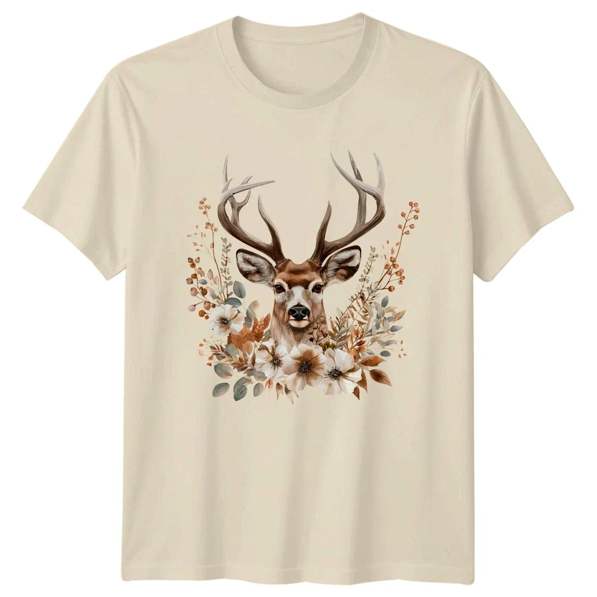 Boho Deer Floral Woodland Nature Gift For Him And Her - Adult & Kids T-Shirts, Sweatshirts & Hoodies apparel design preview 1