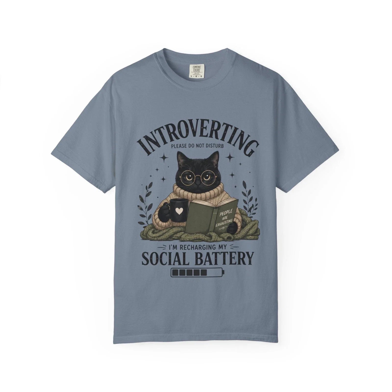 Introverting Cat Funny Introvert Social Battery - Adult & Kids T-Shirts, Sweatshirts & Hoodies apparel design preview 1