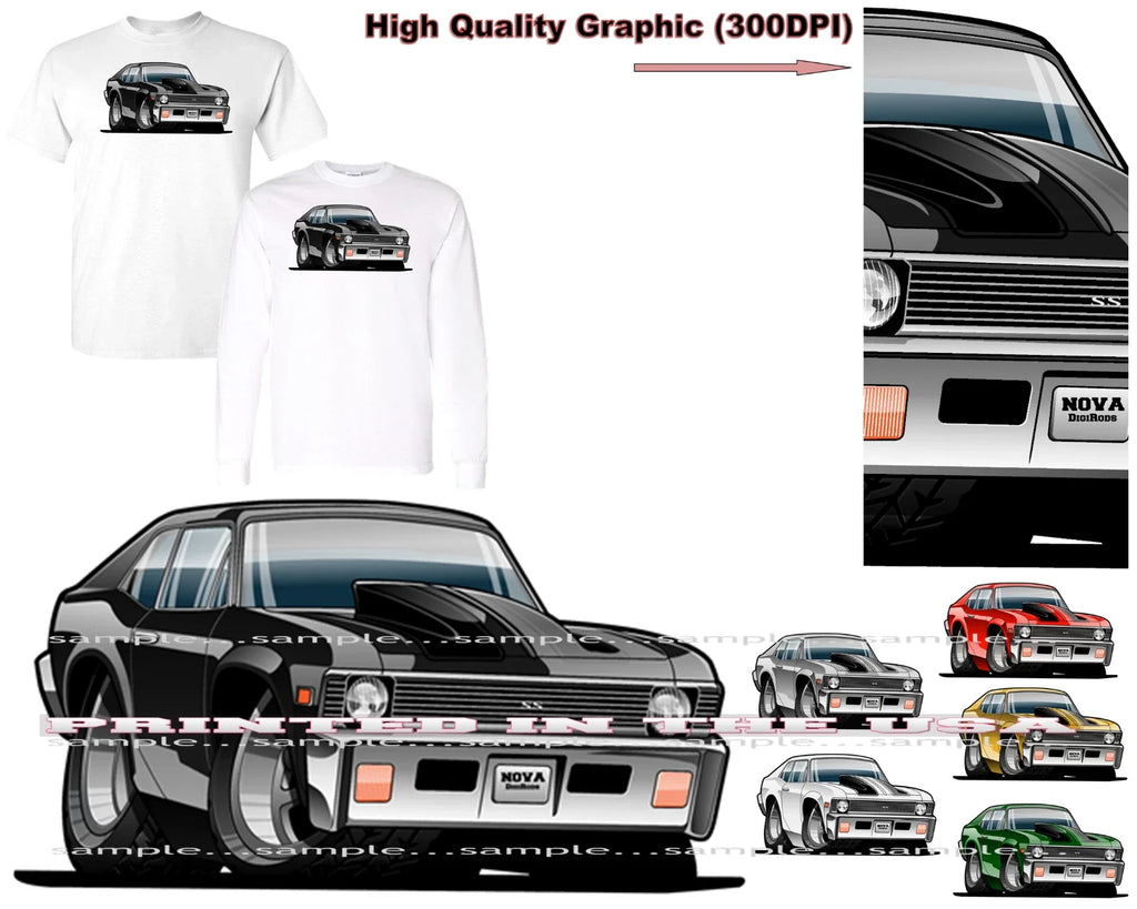 DigiRods Chevy Nova 1970's Vintage Classic Muscle - Adult & Kids T-Shirts, Sweatshirts & Hoodies apparel design preview 1