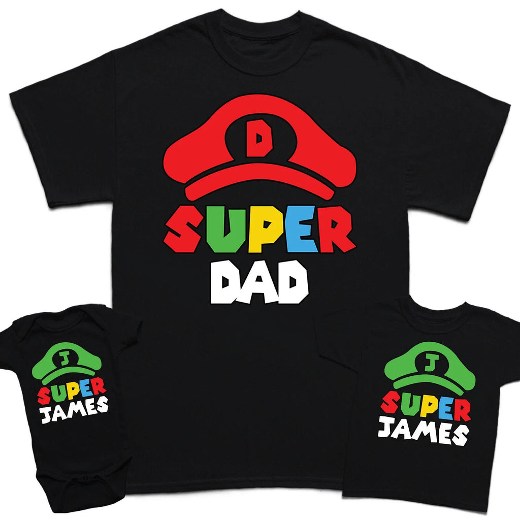 Personalised Super Dad Fathers Day Son Kids Baby - Adult & Kids T-Shirts, Sweatshirts & Hoodies apparel design preview 1