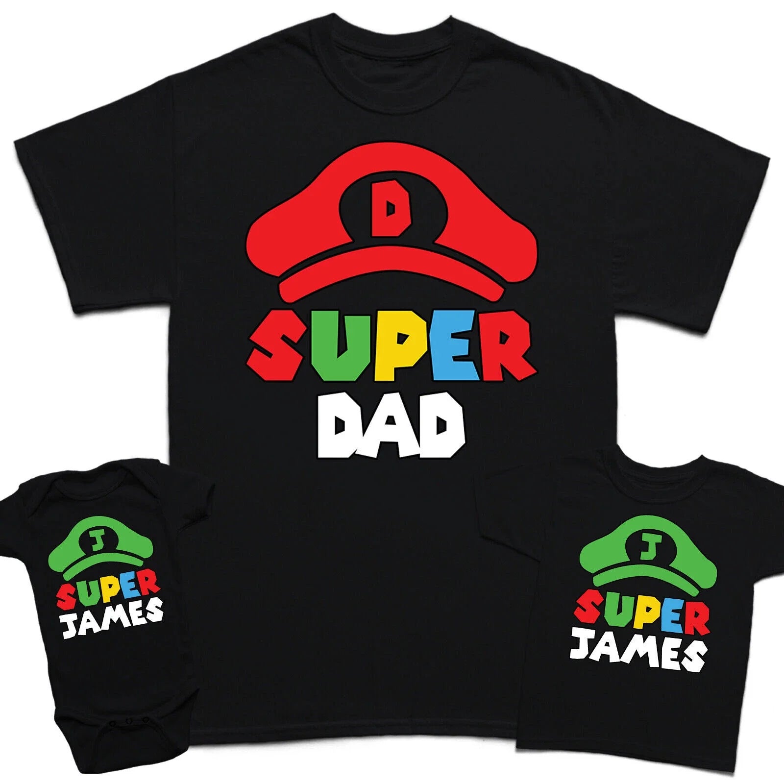 Personalised Super Dad Fathers Day Son Kids Baby - Adult & Kids T-Shirts, Sweatshirts & Hoodies apparel design preview 1