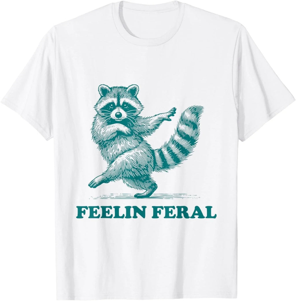 Feeling Feral Racoon Ironic Saying Vintage Funny - Adult & Kids T-Shirts, Sweatshirts & Hoodies apparel design preview 1
