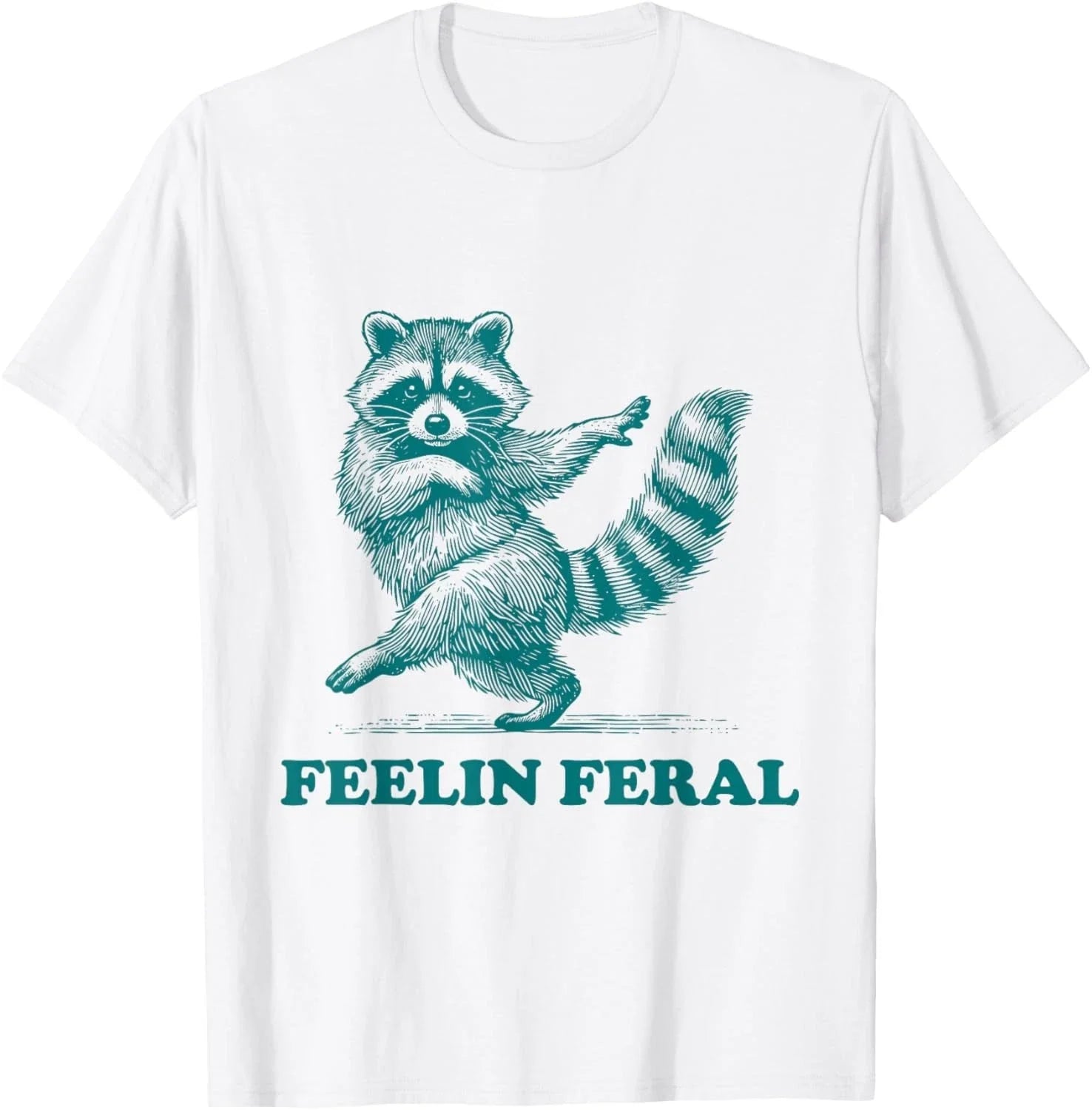 Feeling Feral Racoon Ironic Saying Vintage Funny - Adult & Kids T-Shirts, Sweatshirts & Hoodies apparel design preview 1