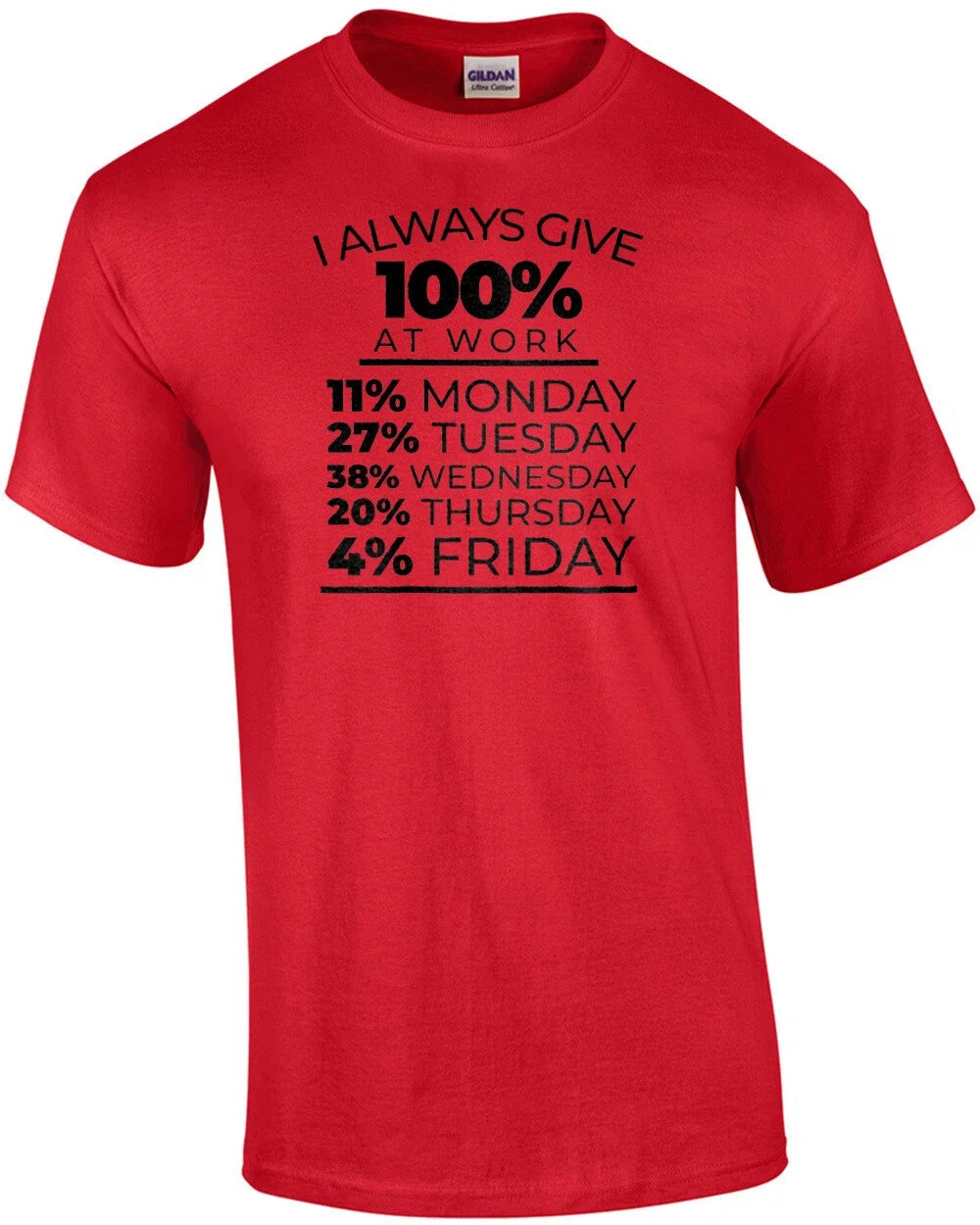 I always give 100% at work 11% monday 27% tuesday - Adult & Kids T-Shirts, Sweatshirts & Hoodies apparel design preview 1