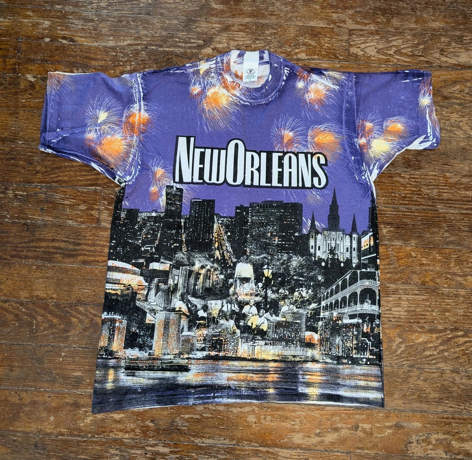 Vtg 90 Y2K New Orleans AOP XL Skyline Jazz Cotton - Adult & Kids T-Shirts, Sweatshirts & Hoodies apparel design preview 1