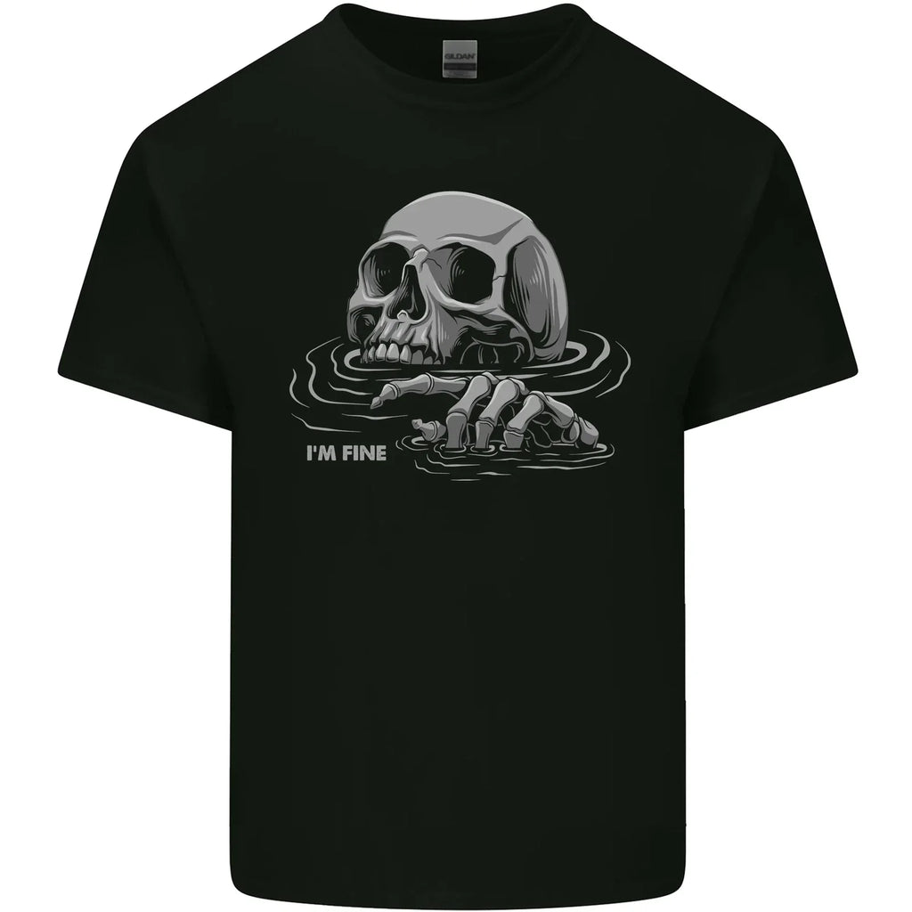 Drowning Skull Im Fine Mens Cotton Top - Adult & Kids T-Shirts, Sweatshirts & Hoodies apparel design preview 1