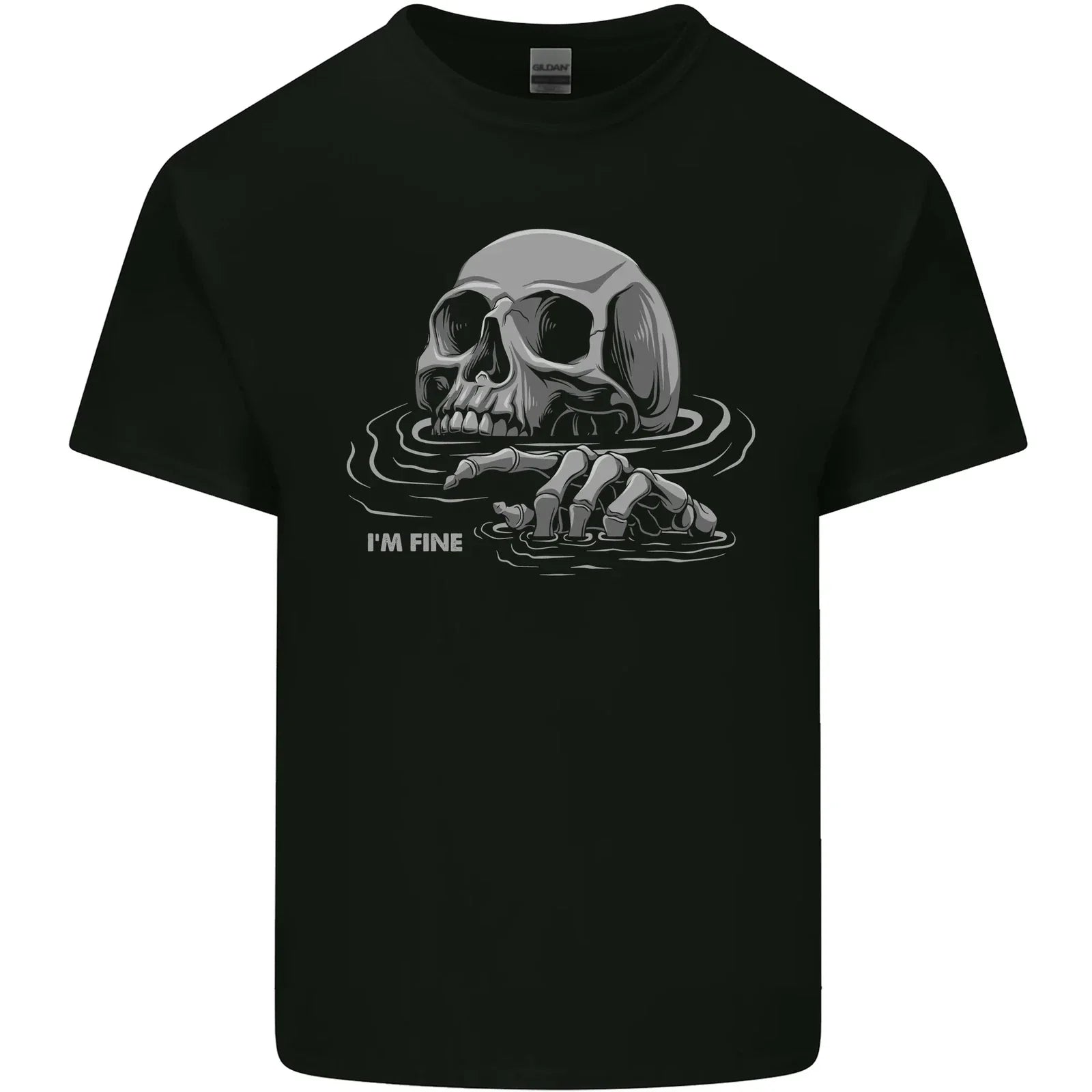 Drowning Skull Im Fine Mens Cotton Top - Adult & Kids T-Shirts, Sweatshirts & Hoodies apparel design preview 1