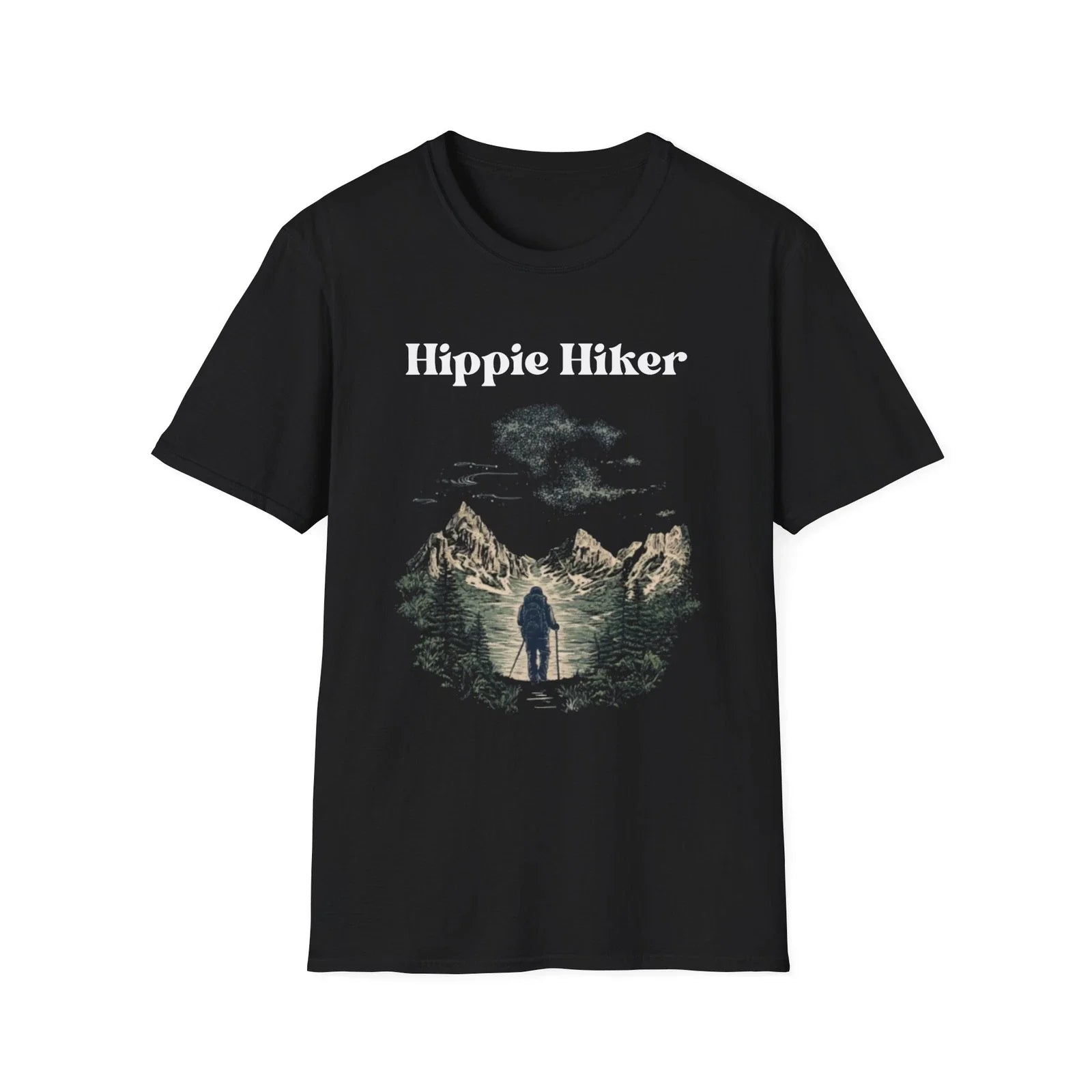 Hippie Hiker Retro Hiking for Nature-Loving Free - Adult & Kids T-Shirts, Sweatshirts & Hoodies apparel design preview 1