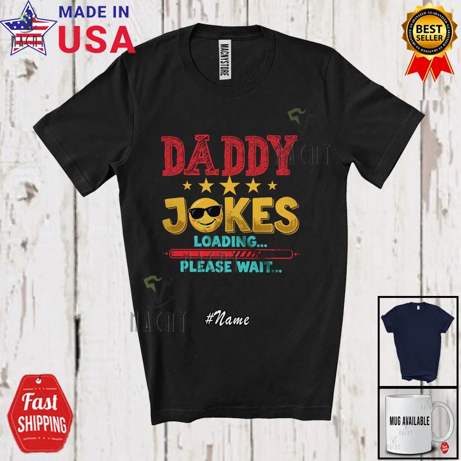 Custom Name Daddy Joke Wait; Humorous Father's Day - Adult & Kids T-Shirts, Sweatshirts & Hoodies apparel design preview 1