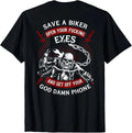 Save A Biker Open Your Eyes Get Off Phone Skull - Adult & Kids T-Shirts, Sweatshirts & Hoodies apparel design preview 1