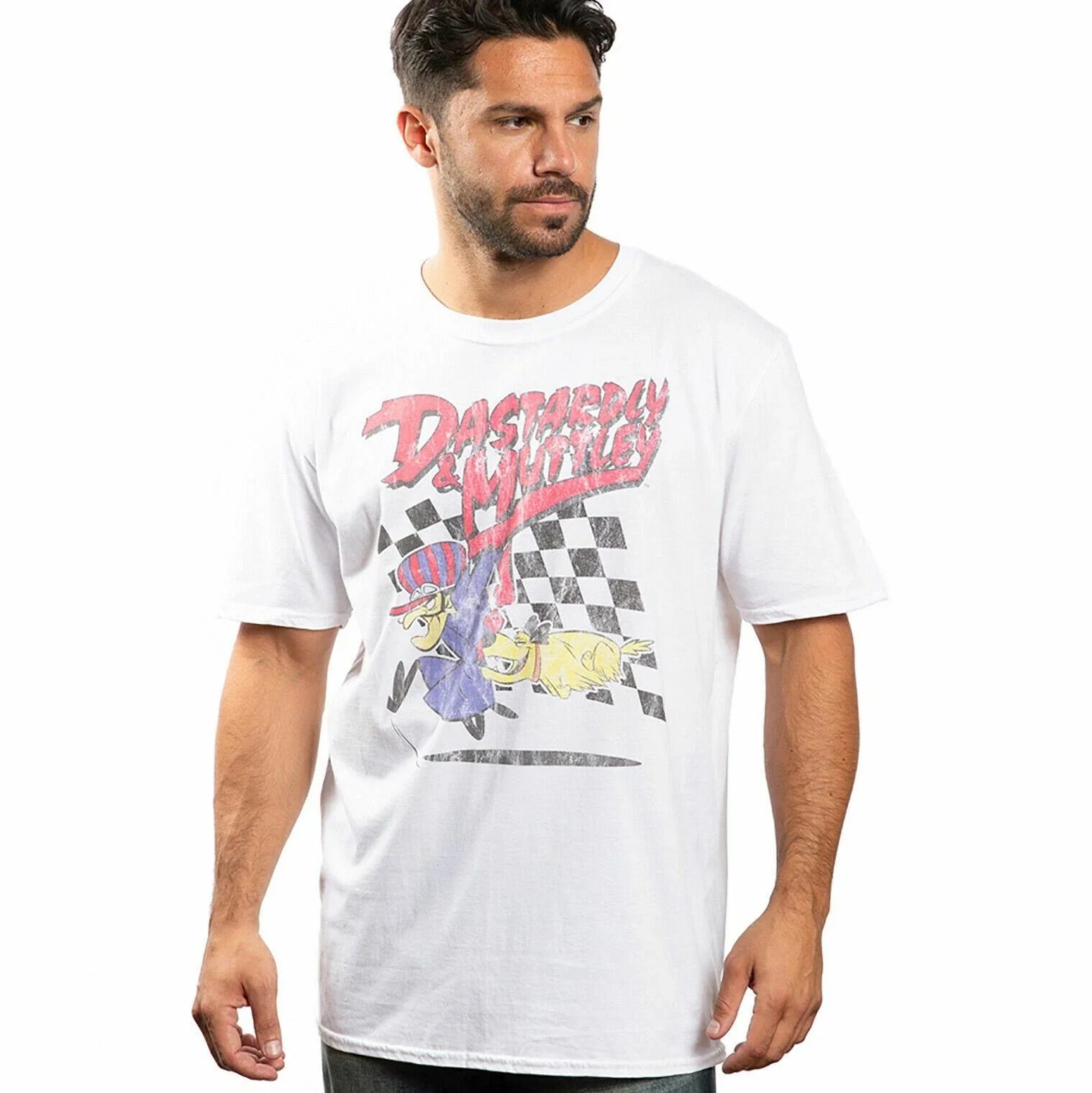 Official Wacky Races Mens Dastardly Muttley White S - Adult & Kids T-Shirts, Sweatshirts & Hoodies apparel design preview 1