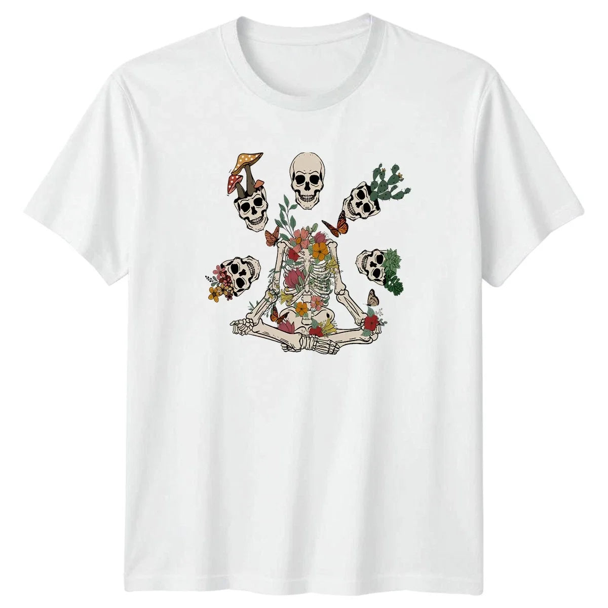Floral Skeleton In Meditation Yoga Botanical Goth - Adult & Kids T-Shirts, Sweatshirts & Hoodies apparel design preview 1