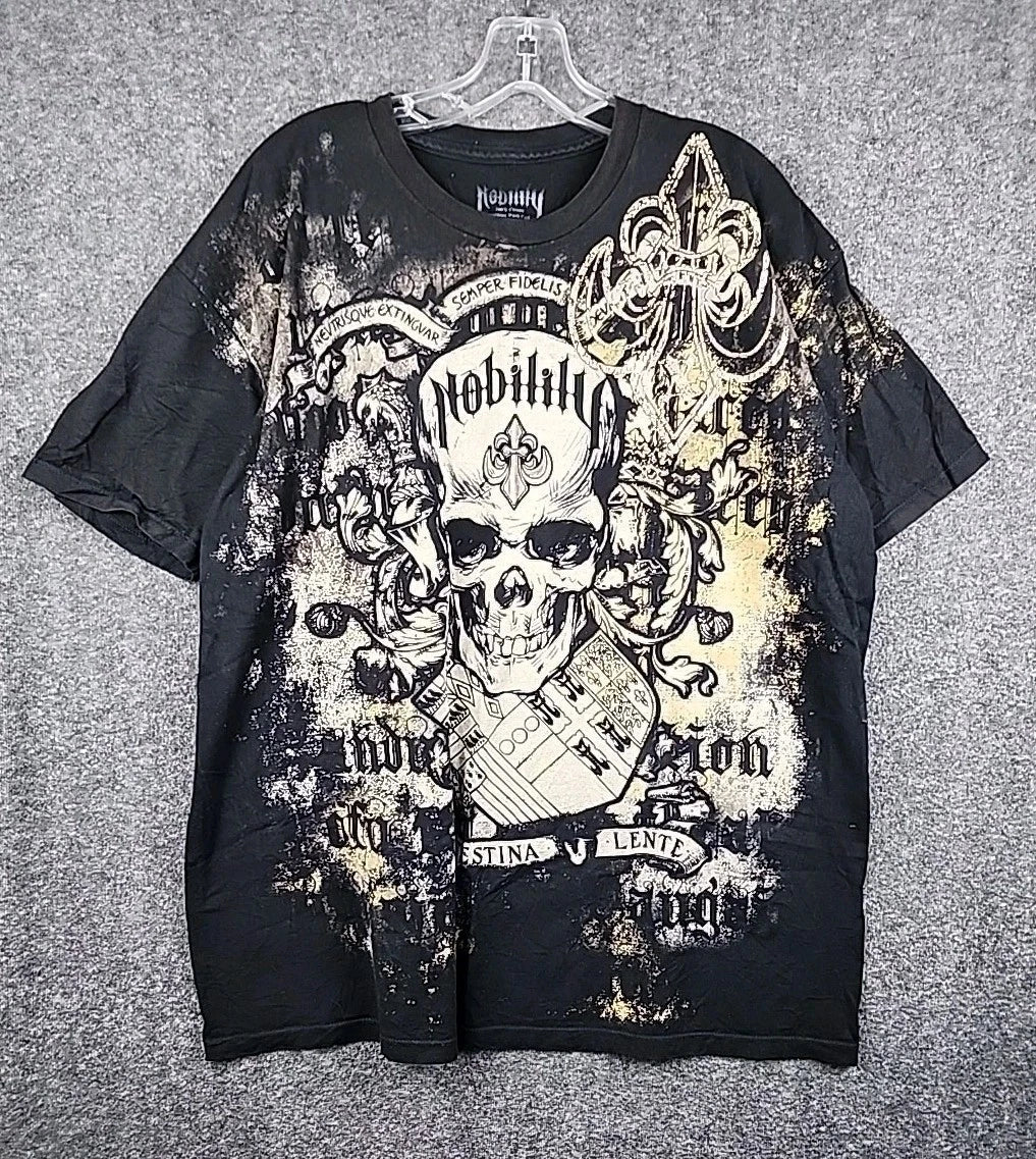 Nobility Y2K Skull AOP Size 2XL Black White Goth - Adult & Kids T-Shirts, Sweatshirts & Hoodies apparel design preview 1