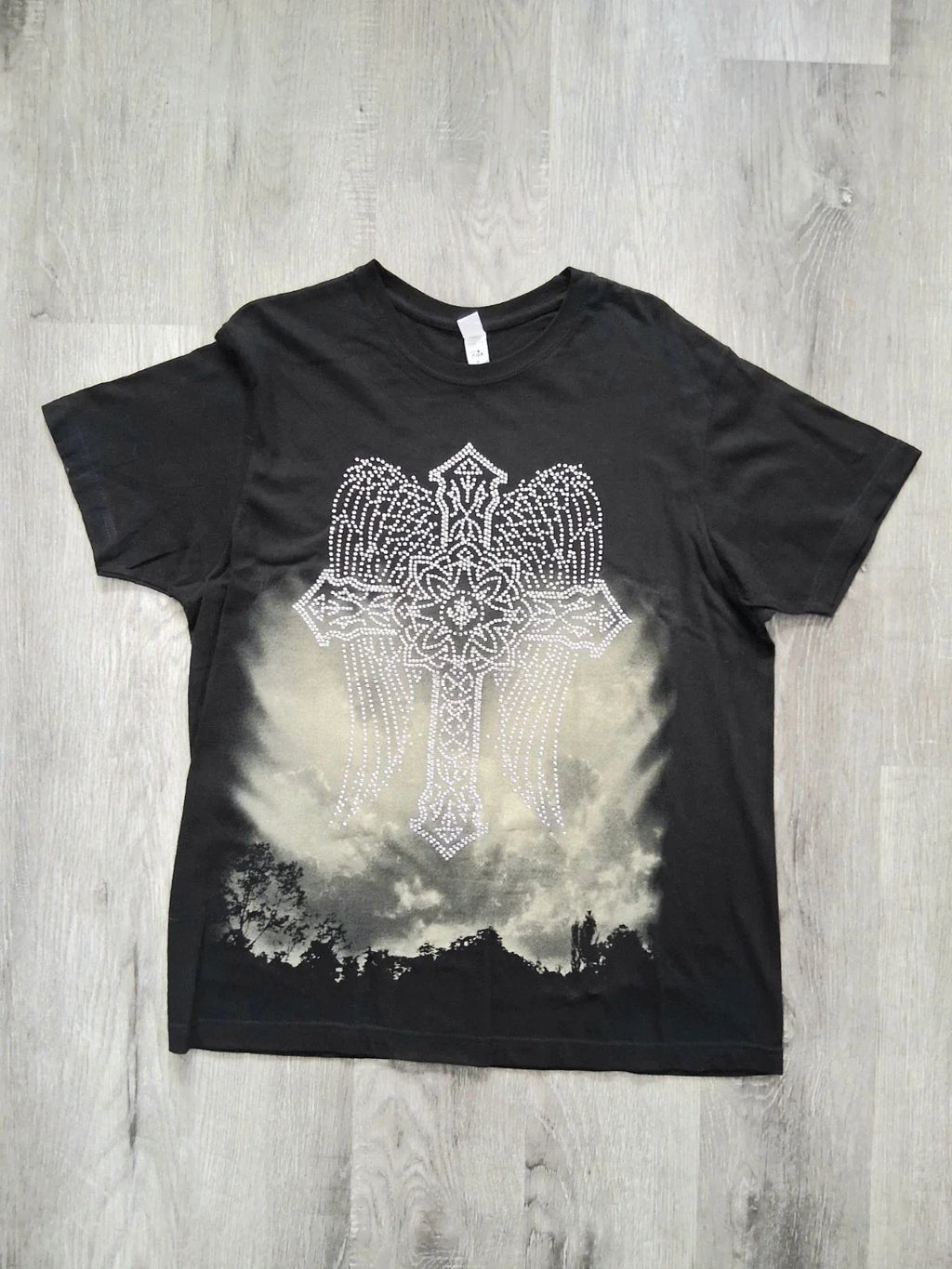 Y2K Vertex Apparel Men's Black Rhinestone Cross - Adult & Kids T-Shirts, Sweatshirts & Hoodies apparel design preview 1