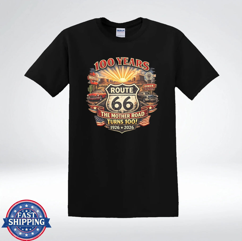 Route 66 100th Anniversary Classic American Highway - Adult & Kids T-Shirts, Sweatshirts & Hoodies apparel design preview 1