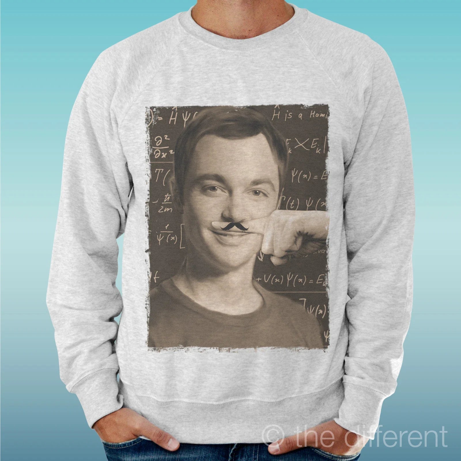 Felpa Man Light Sweater Grey Sheldon Cooper Moustache - Adult & Kids T-Shirts, Sweatshirts & Hoodies apparel design preview 1