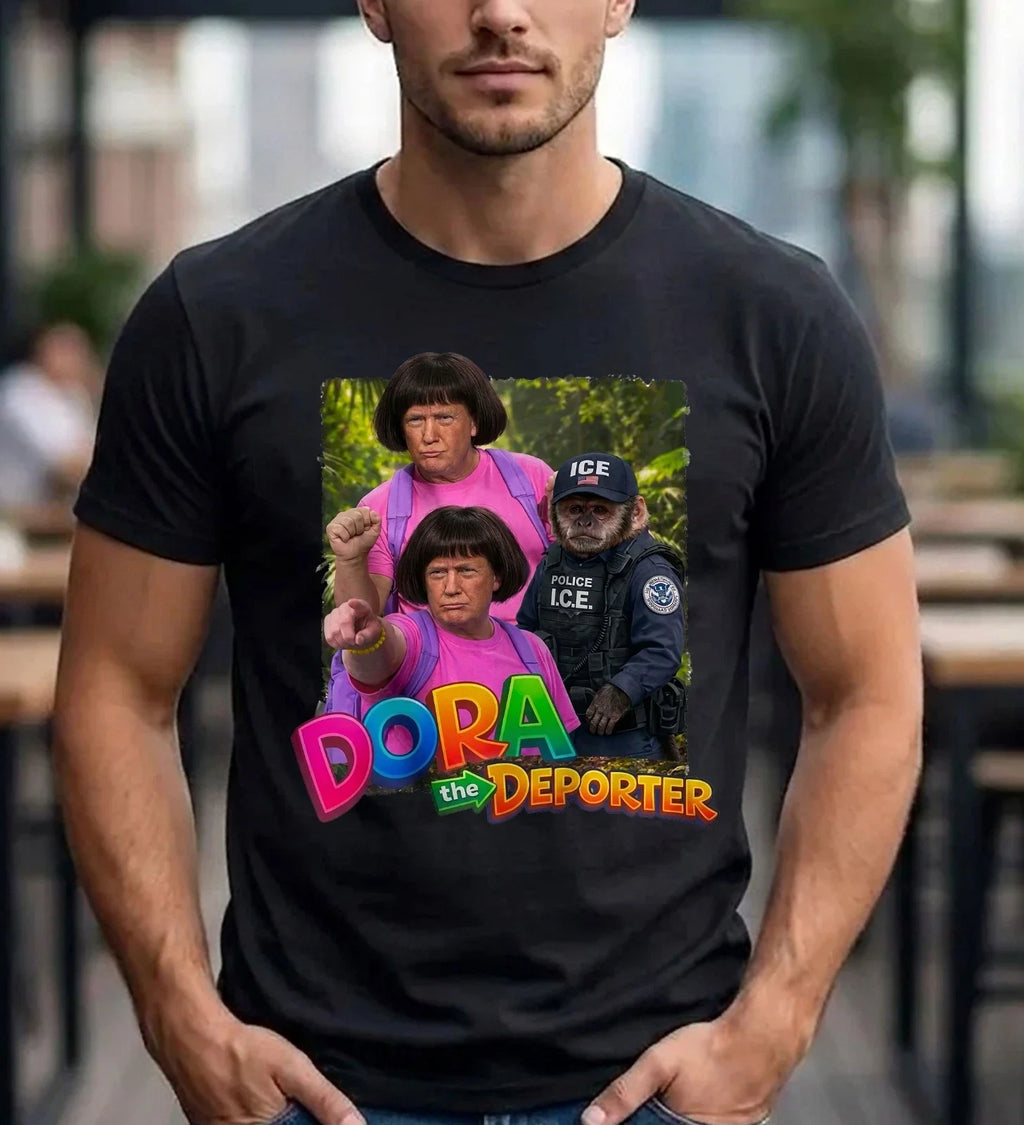 Dora the Deporter Funny Meme Cartoon Trump Sarcastic - Adult & Kids T-Shirts, Sweatshirts & Hoodies apparel design preview 1