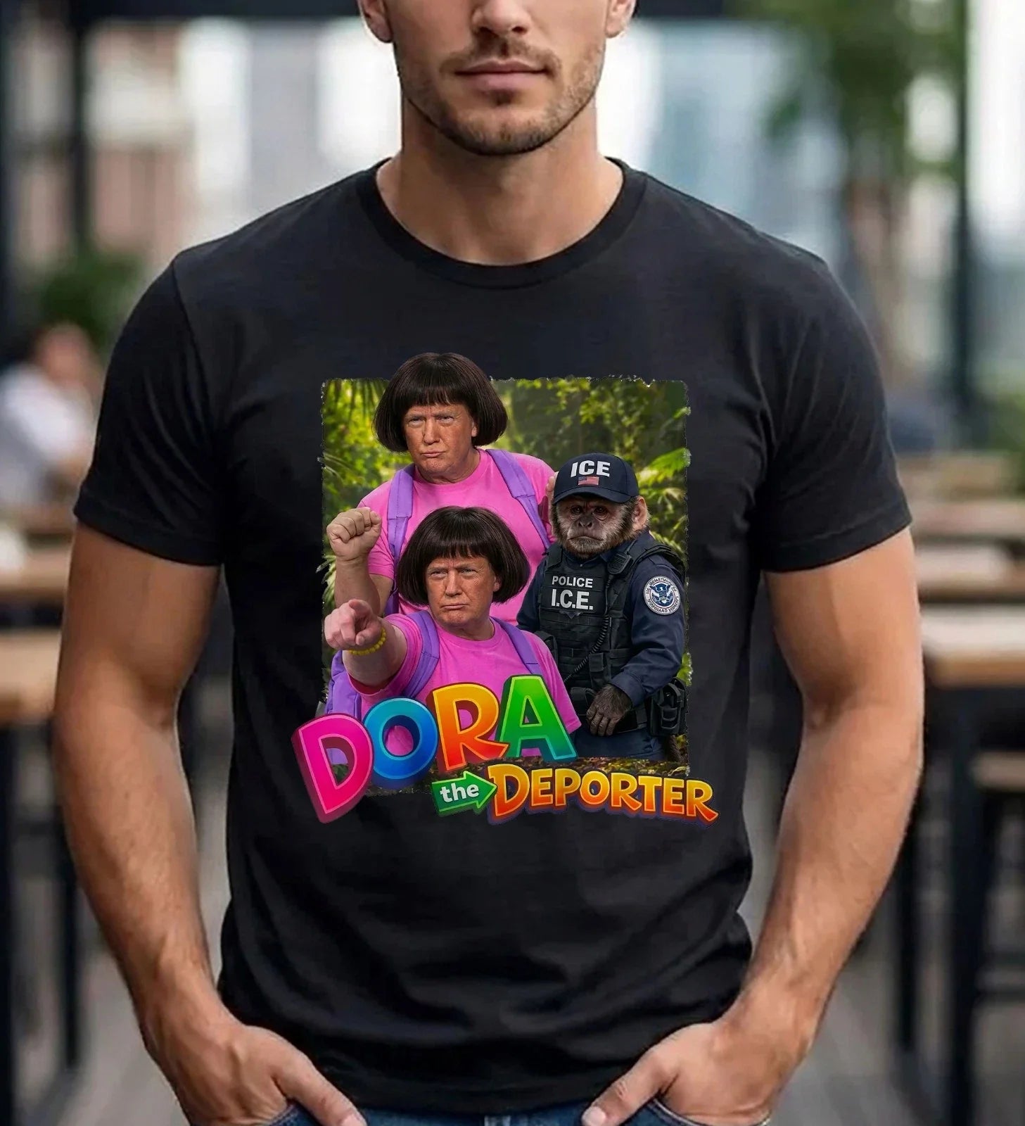 Dora the Deporter Funny Meme Cartoon Trump Sarcastic - Adult & Kids T-Shirts, Sweatshirts & Hoodies apparel design preview 1