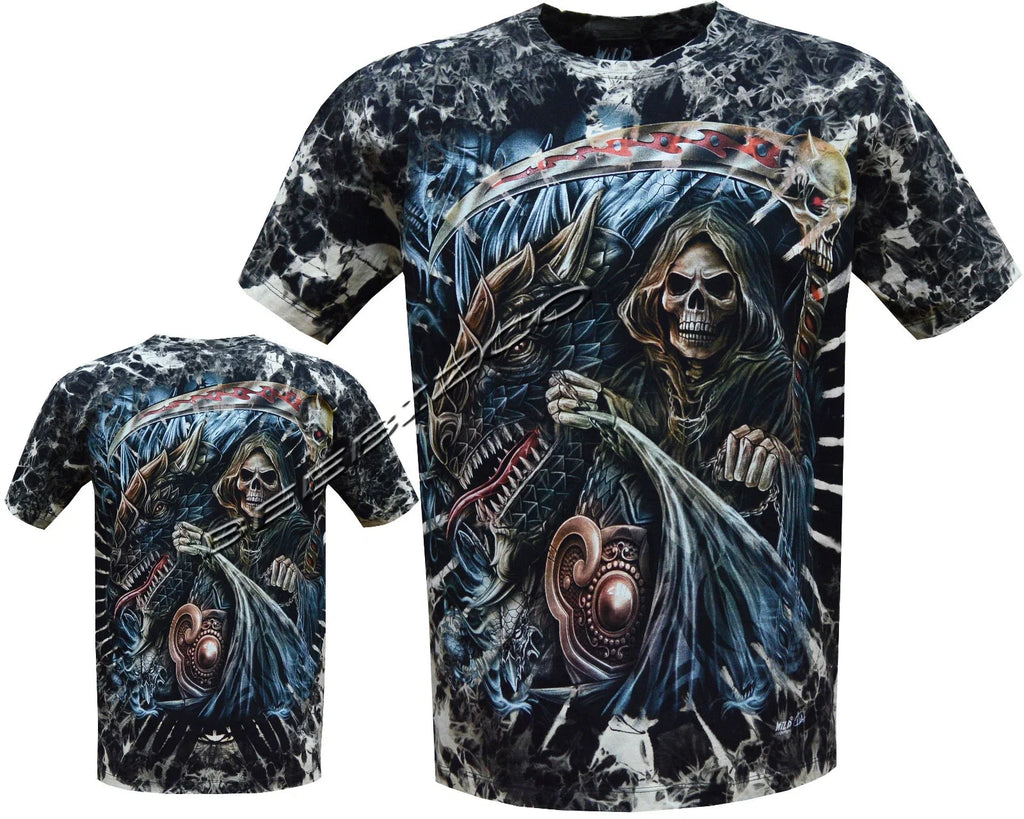 Mens Grim Reaper Skull Dragon Glow In Dark Tattoo - Adult & Kids T-Shirts, Sweatshirts & Hoodies apparel design preview 1