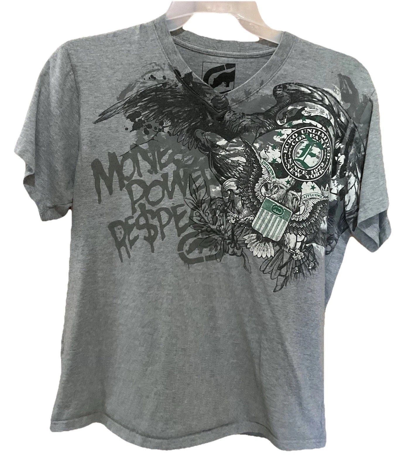 Ecko Unltd MMA Style Gray Large L V Neck "Money Power - Adult & Kids T-Shirts, Sweatshirts & Hoodies apparel design preview 1