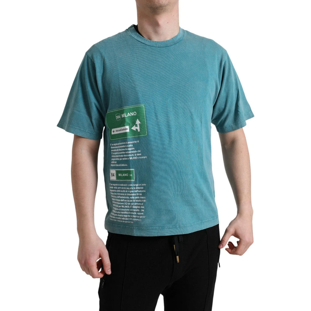 DOLCE GABBANA Blue Cotton Milano Street Round Neck - Adult & Kids T-Shirts, Sweatshirts & Hoodies apparel design preview 1