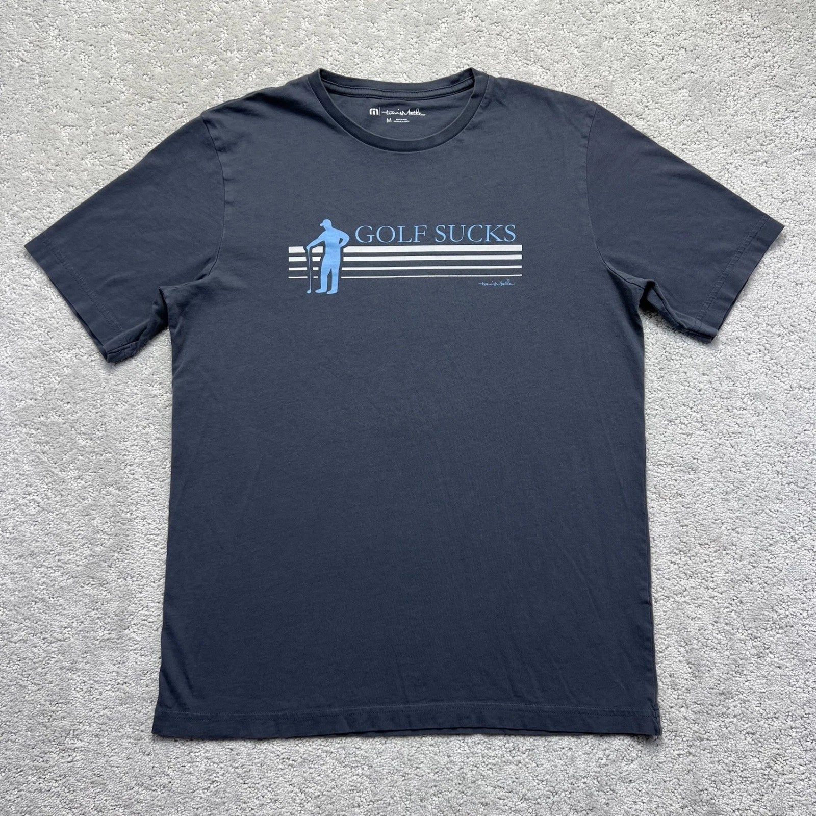TravisMathew Mens M Gray Blue Golf Sucks Graphic Pima - Adult & Kids T-Shirts, Sweatshirts & Hoodies apparel design preview 1