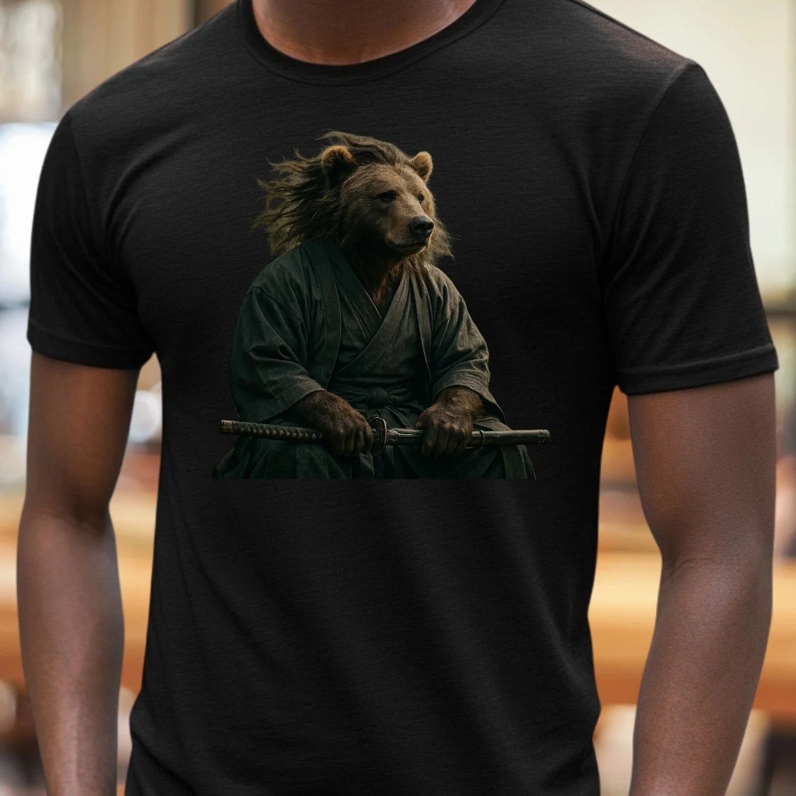Mens Bear Samurai Motif Cotton Size XS to 5XL - Adult & Kids T-Shirts, Sweatshirts & Hoodies apparel design preview 1