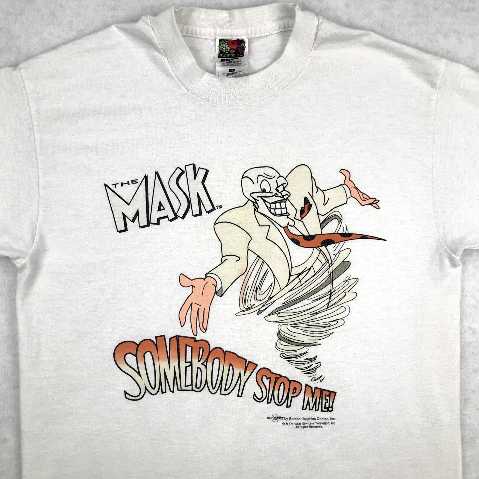 Vtg 90s THE MASK SOMEBODY STOP ME! SMALL movie promo - Adult & Kids T-Shirts, Sweatshirts & Hoodies apparel design preview 1