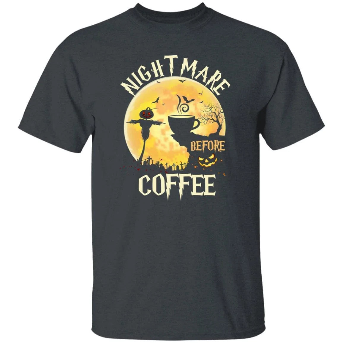Nightmare before coffee Halloween gift lover black - Adult & Kids T-Shirts, Sweatshirts & Hoodies apparel design preview 1