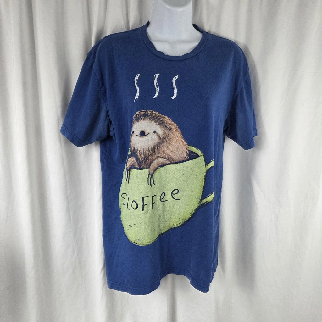 Design By Humans Mens Medium Blue Sloth Sloffee - Adult & Kids T-Shirts, Sweatshirts & Hoodies apparel design preview 1