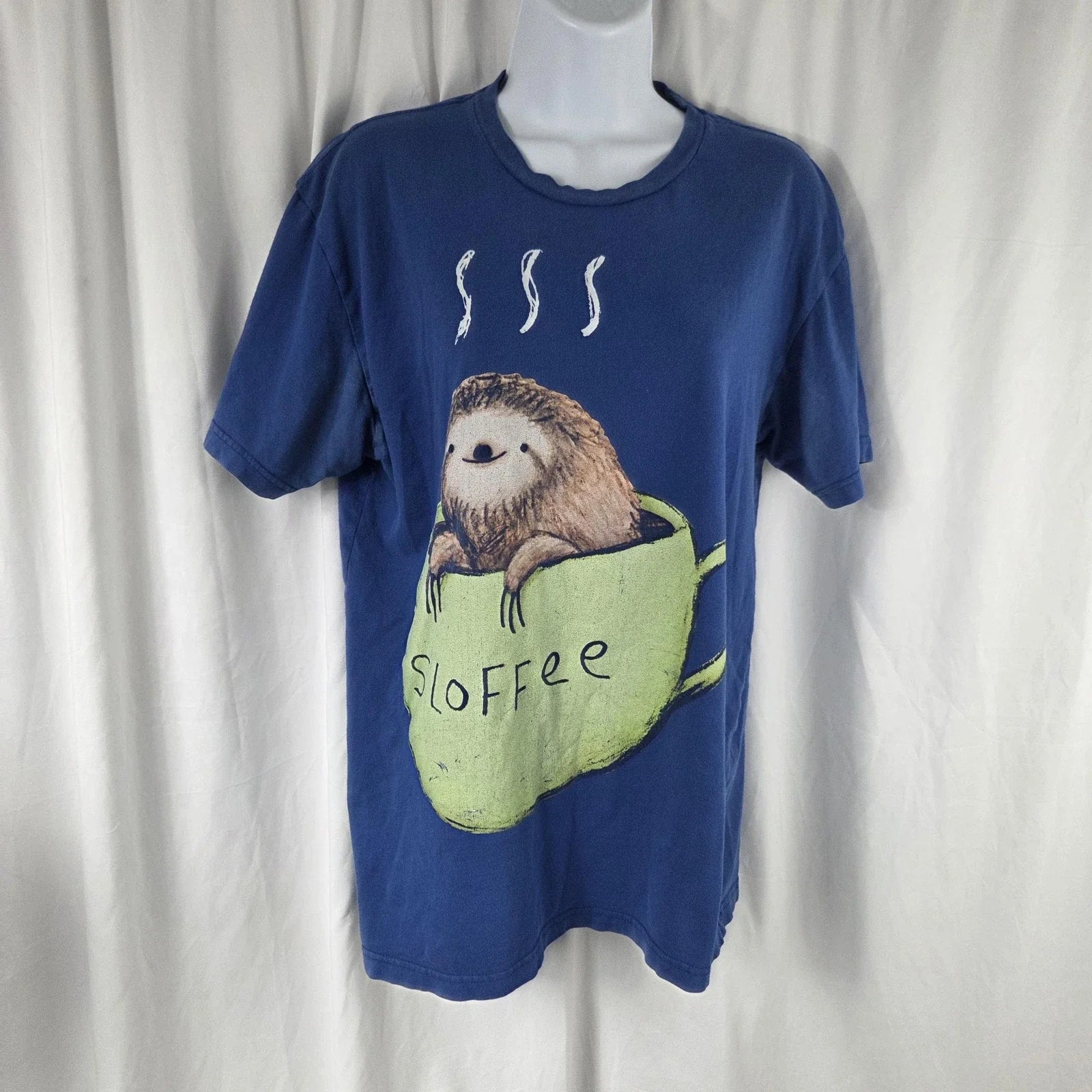 Design By Humans Mens Medium Blue Sloth Sloffee - Adult & Kids T-Shirts, Sweatshirts & Hoodies apparel design preview 1