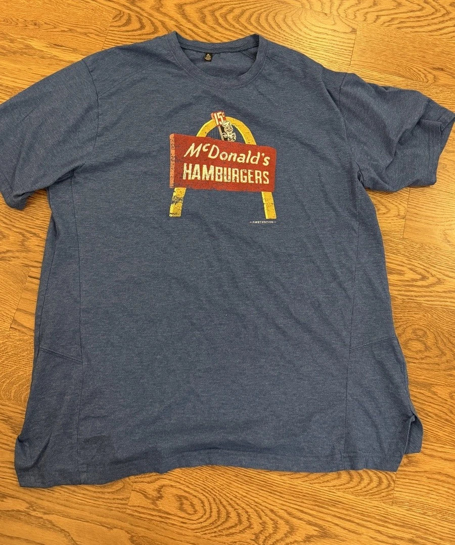 McDonald's 15 Cent Hamburgers Retro Blue Mens XL - Adult & Kids T-Shirts, Sweatshirts & Hoodies apparel design preview 1