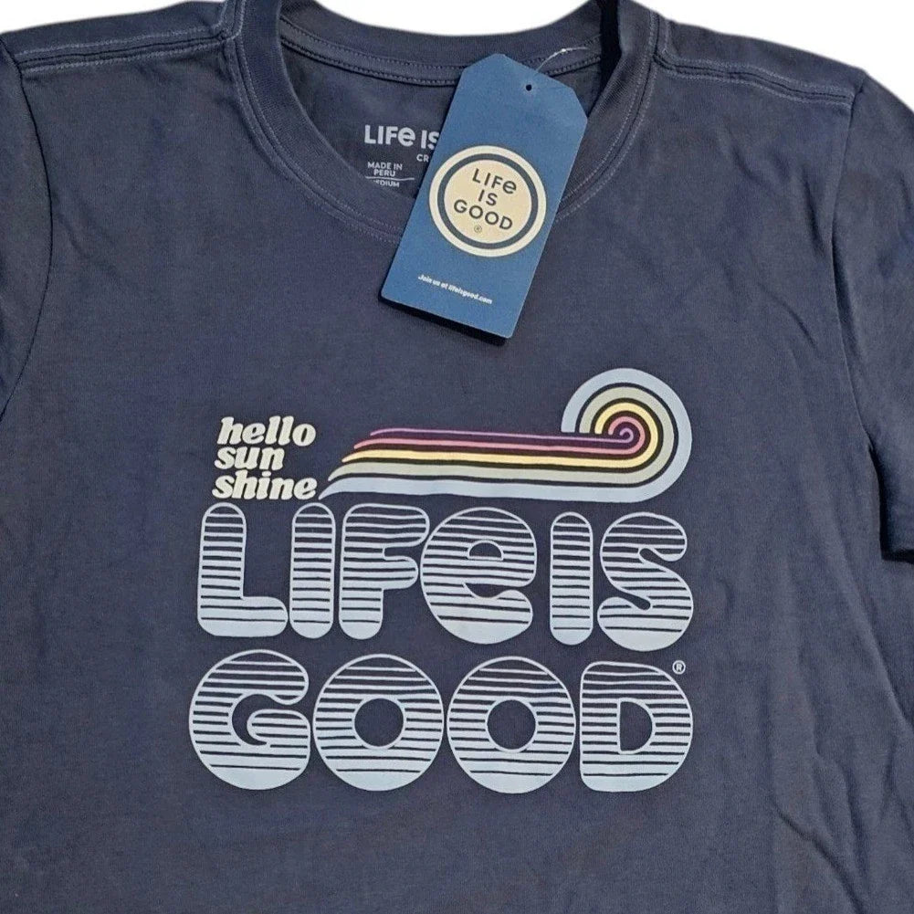 Life Is Good Womens Crusher Blue Hello Sunshine - Adult & Kids T-Shirts, Sweatshirts & Hoodies apparel design preview 1