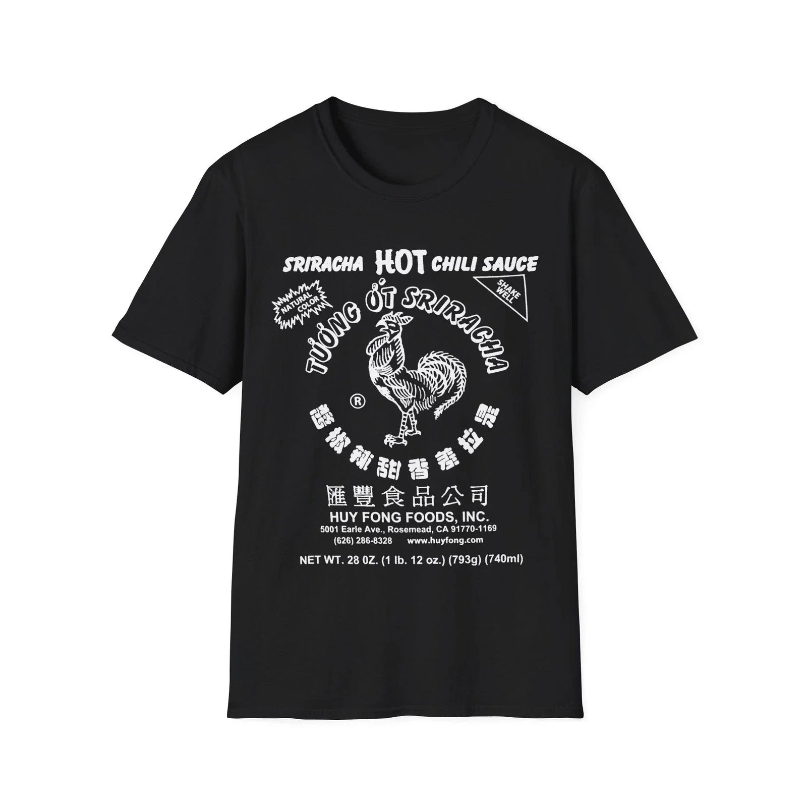 Spicy Rooster Sriracha Hot Sauce Label Front and Back - Adult & Kids T-Shirts, Sweatshirts & Hoodies apparel design preview 1