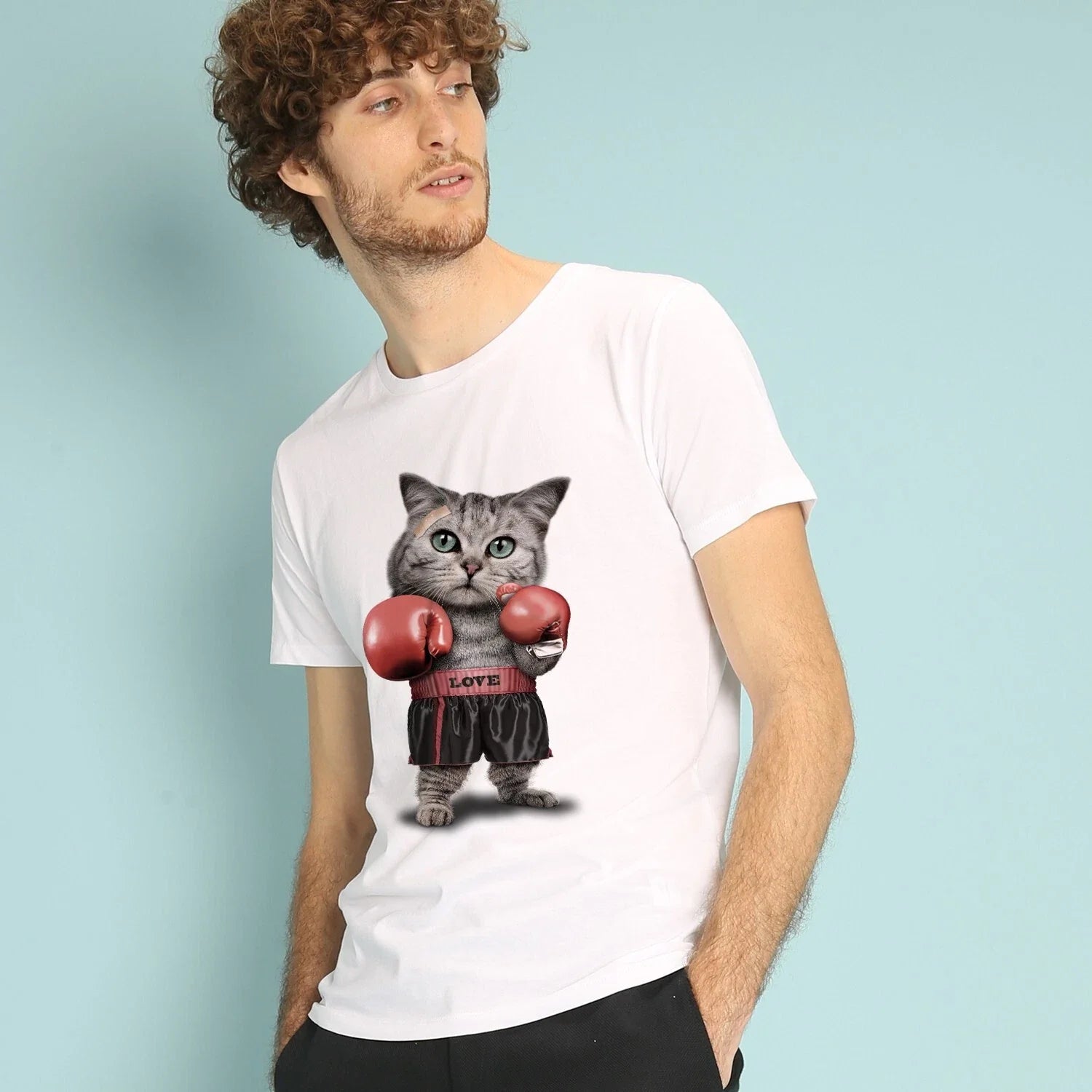 Men's Short Sleeve White, BOXING CAT - Adult & Kids T-Shirts, Sweatshirts & Hoodies apparel design preview 1