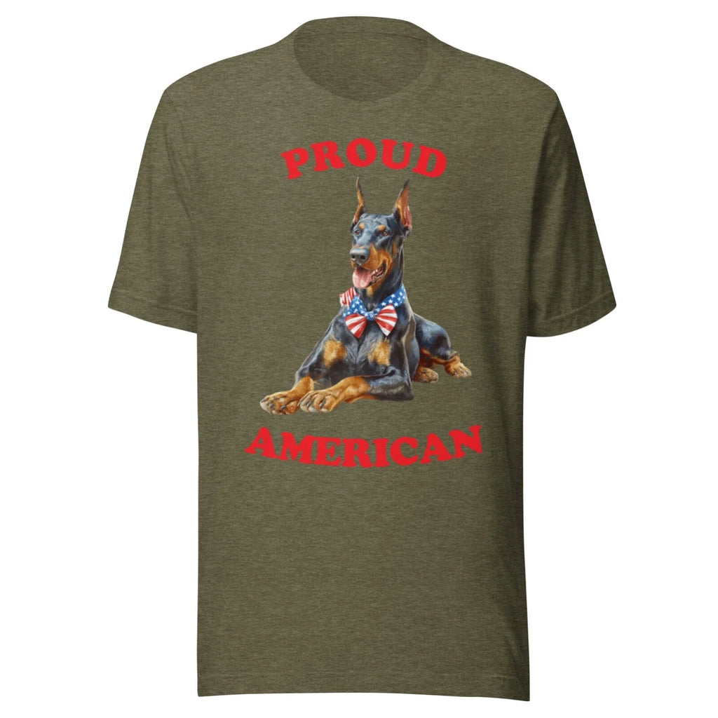 DOBERMAN PATRIOTIC 4TH JULY AMERICAN ALL SIZES OLIVE - Adult & Kids T-Shirts, Sweatshirts & Hoodies apparel design preview 1