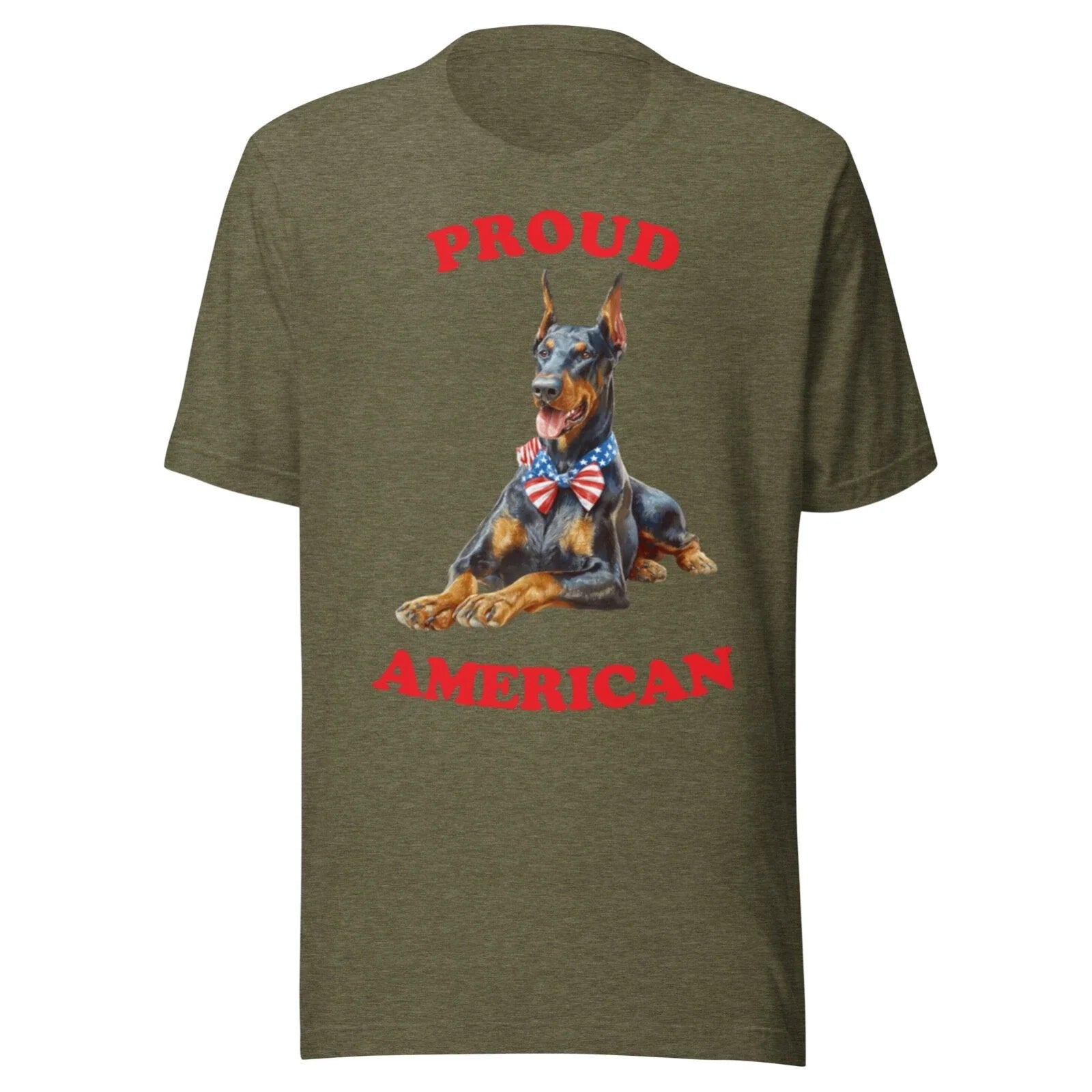 DOBERMAN PATRIOTIC 4TH JULY AMERICAN ALL SIZES OLIVE - Adult & Kids T-Shirts, Sweatshirts & Hoodies apparel design preview 1