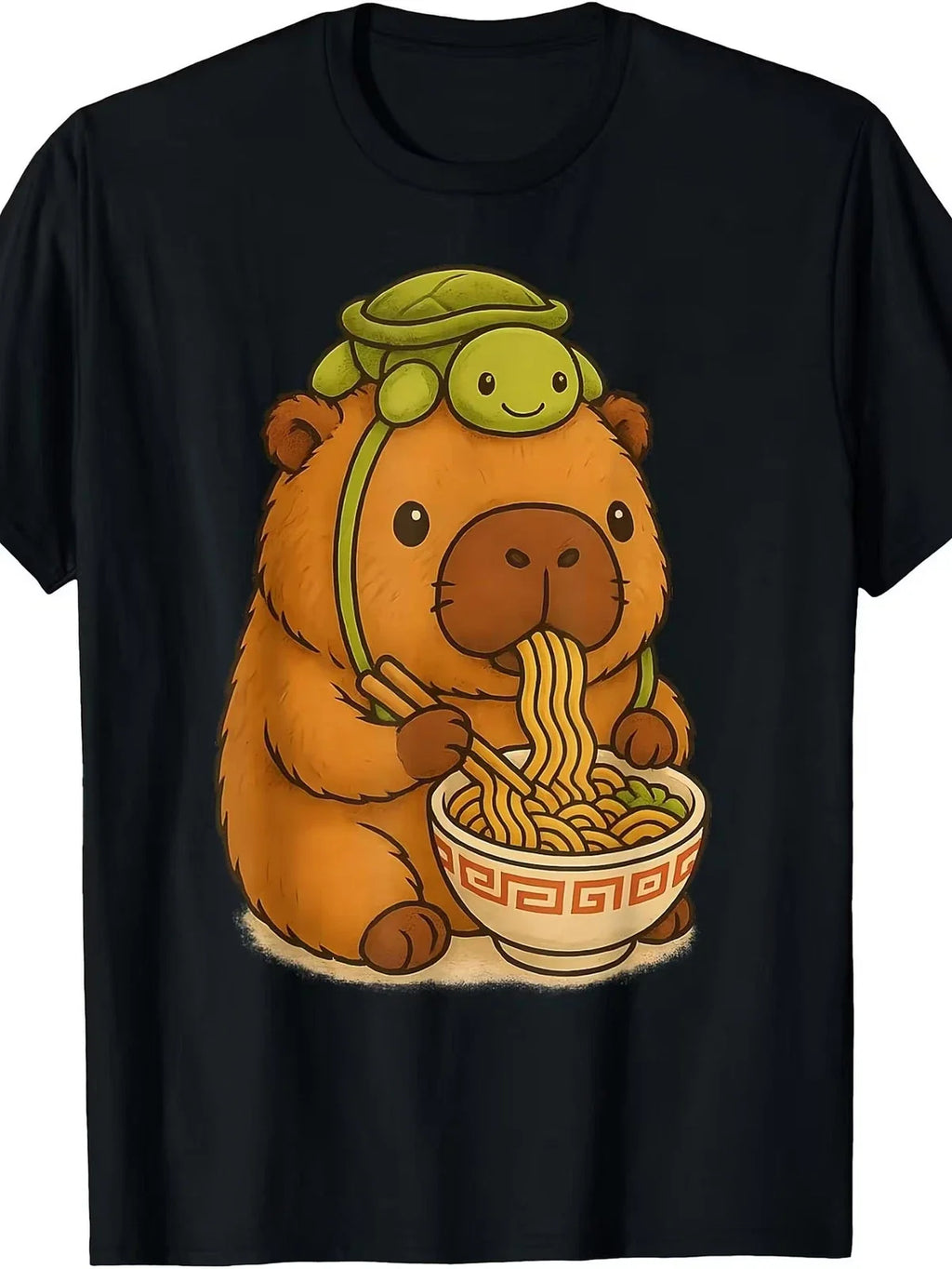 Capybara Anime Ramen Turtle Funny Graphic Kawaii - Adult & Kids T-Shirts, Sweatshirts & Hoodies apparel design preview 1