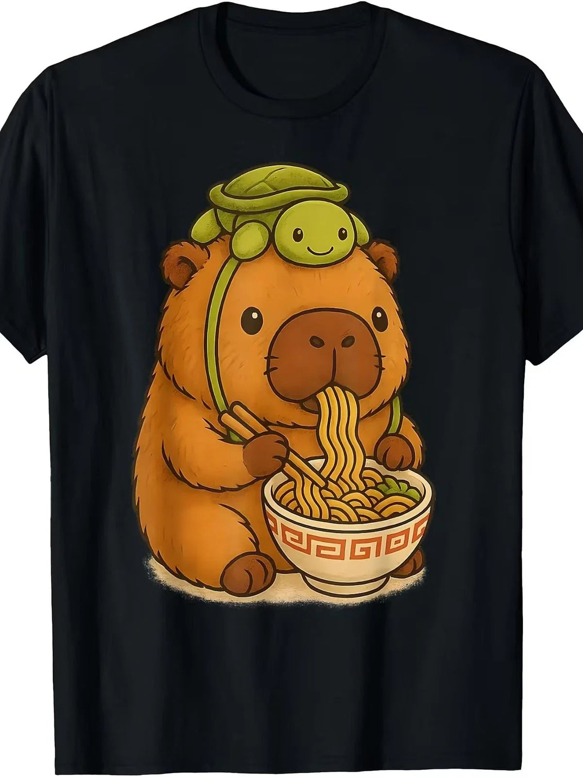 Capybara Anime Ramen Turtle Funny Graphic Kawaii - Adult & Kids T-Shirts, Sweatshirts & Hoodies apparel design preview 1