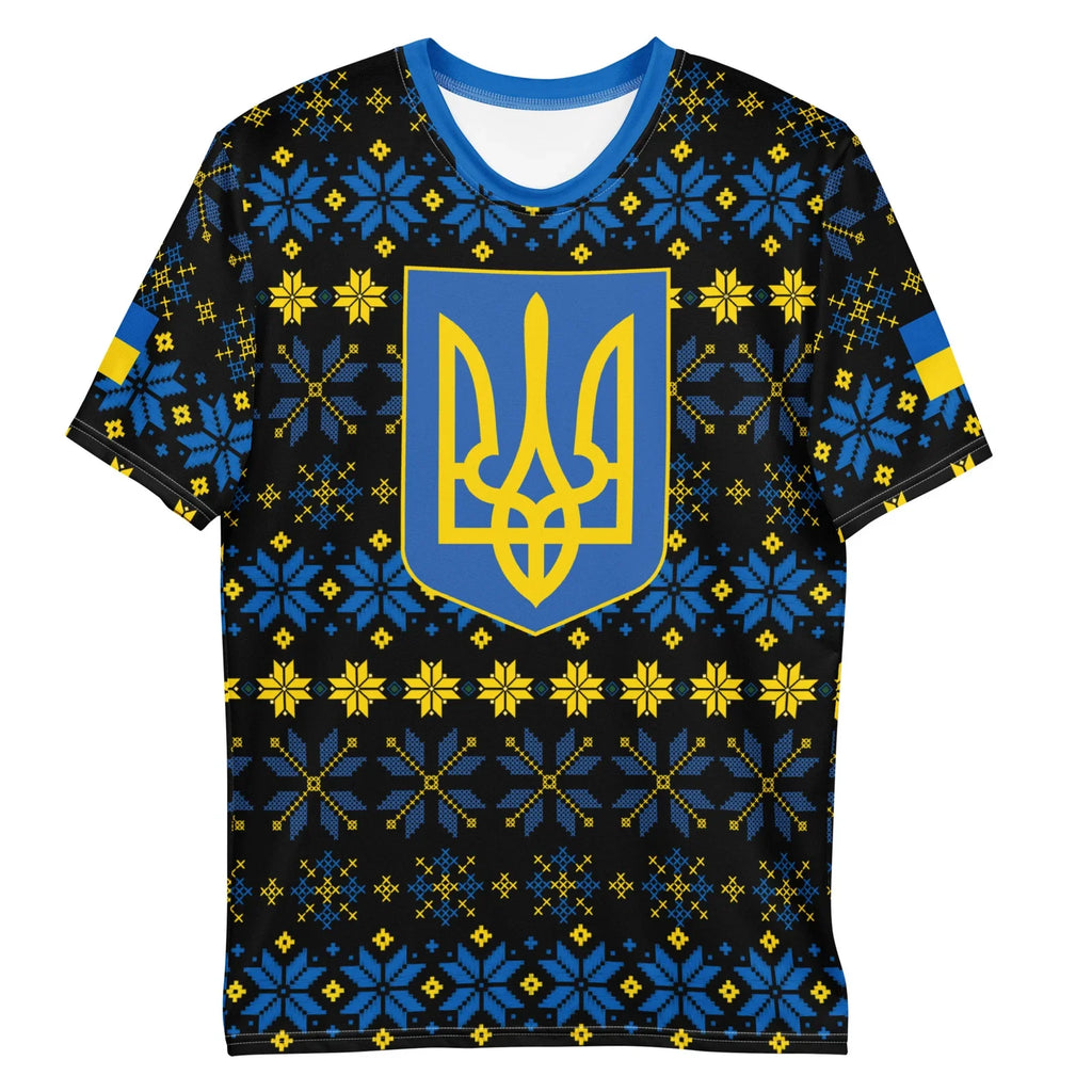 Ukraine Folk Art Pattern Men's AOP Trident Flag - Adult & Kids T-Shirts, Sweatshirts & Hoodies apparel design preview 1