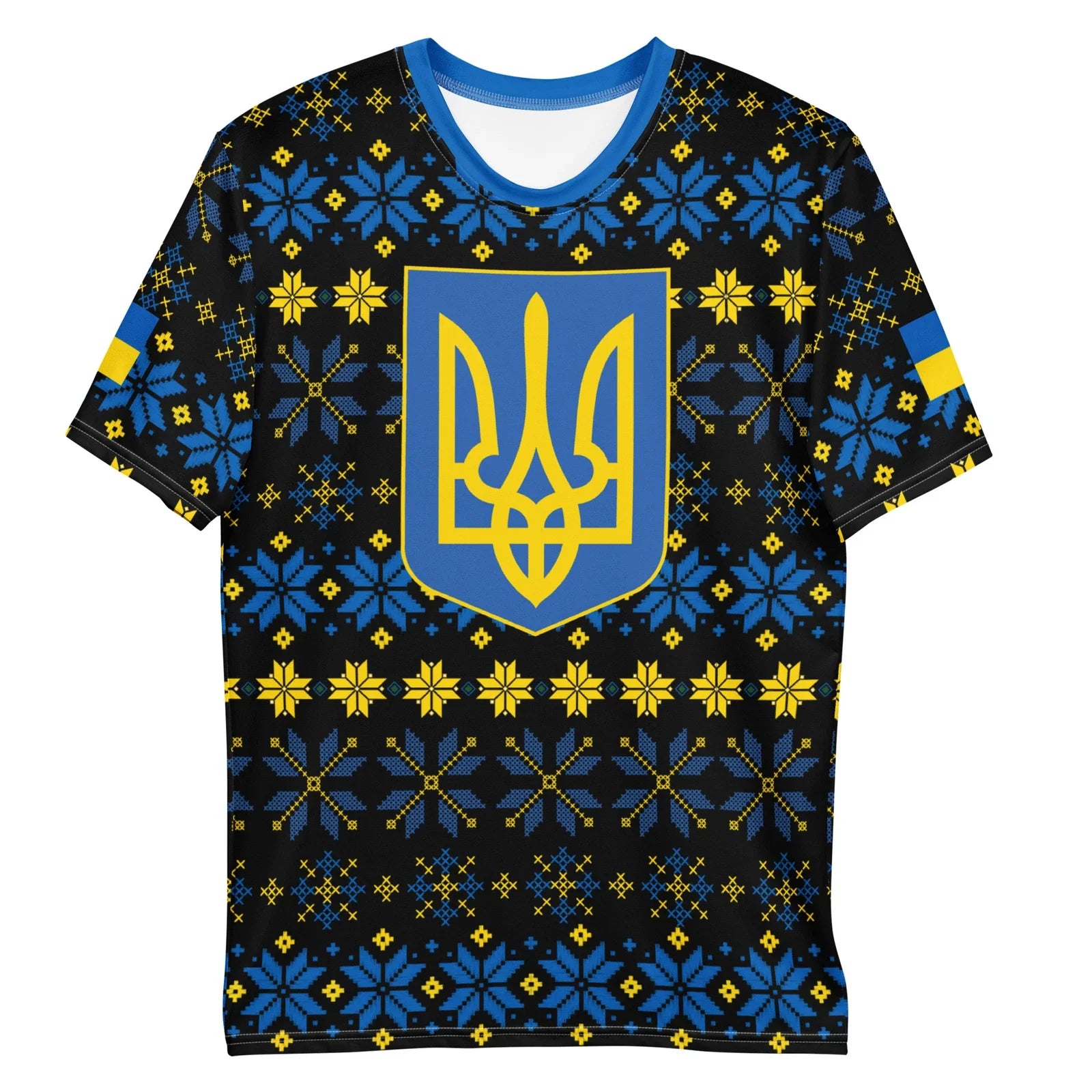Ukraine Folk Art Pattern Men's AOP Trident Flag - Adult & Kids T-Shirts, Sweatshirts & Hoodies apparel design preview 1