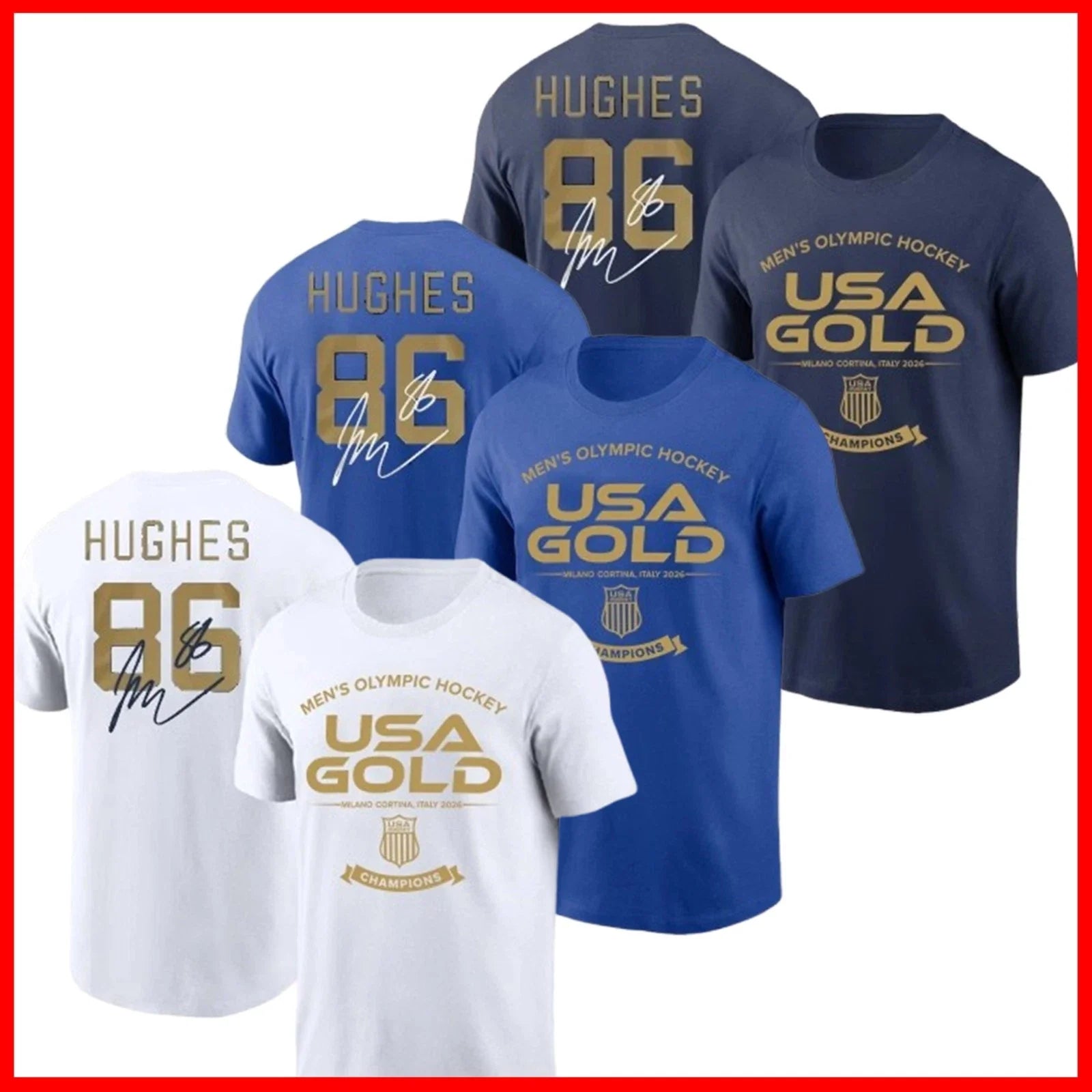 Jack Hughes #86 USA Hockey Team 2026 Winter Olympics - Adult & Kids T-Shirts, Sweatshirts & Hoodies apparel design preview 1