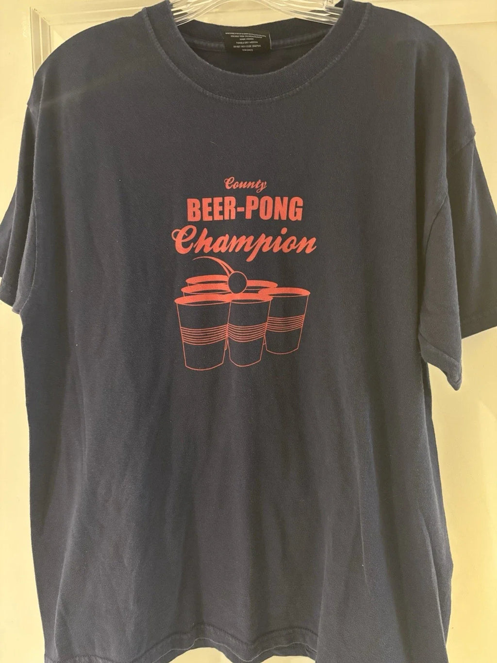 County Beer Pong Champion size large. Short Sleeve. - Adult & Kids T-Shirts, Sweatshirts & Hoodies apparel design preview 1